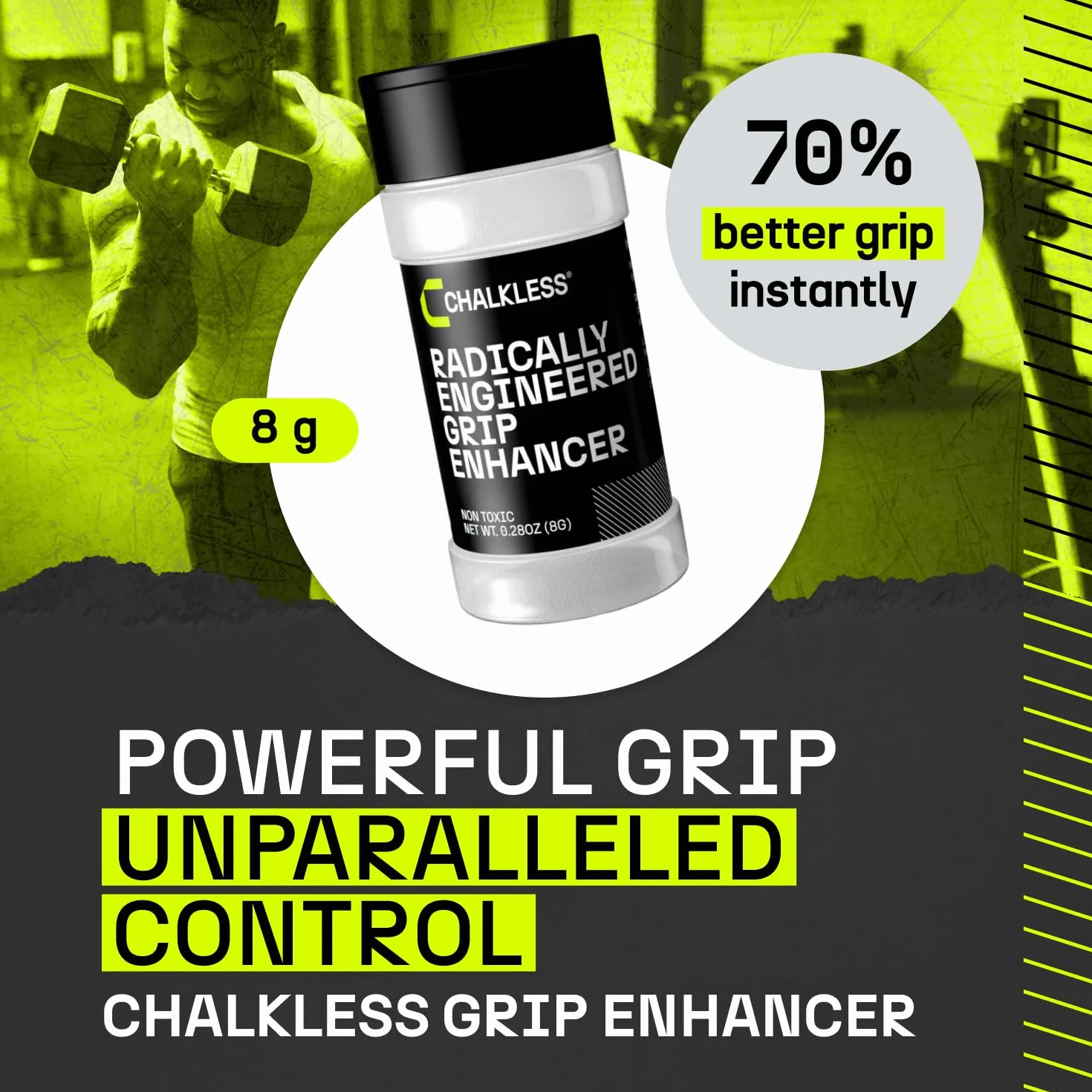 Chalkless Potenciador de agarre, no tóxico, repuesto para mango de tiza líquida para levantamiento de pesas, juegos, tenis, golf, radicalmente diseñado para mejorar el agarre durante más tiempo