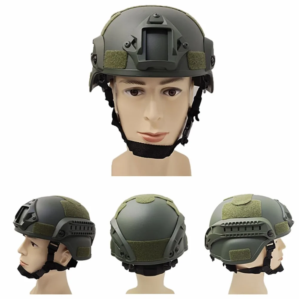 Casco táctico, Casco rápido de Airsoft, Casco Militar Tipo PJ, Casco de Paintball, Lado Ajustable NVG Mount Protective Bump Casco para Caza - 22.05-23.62 Pulgadas/Verde