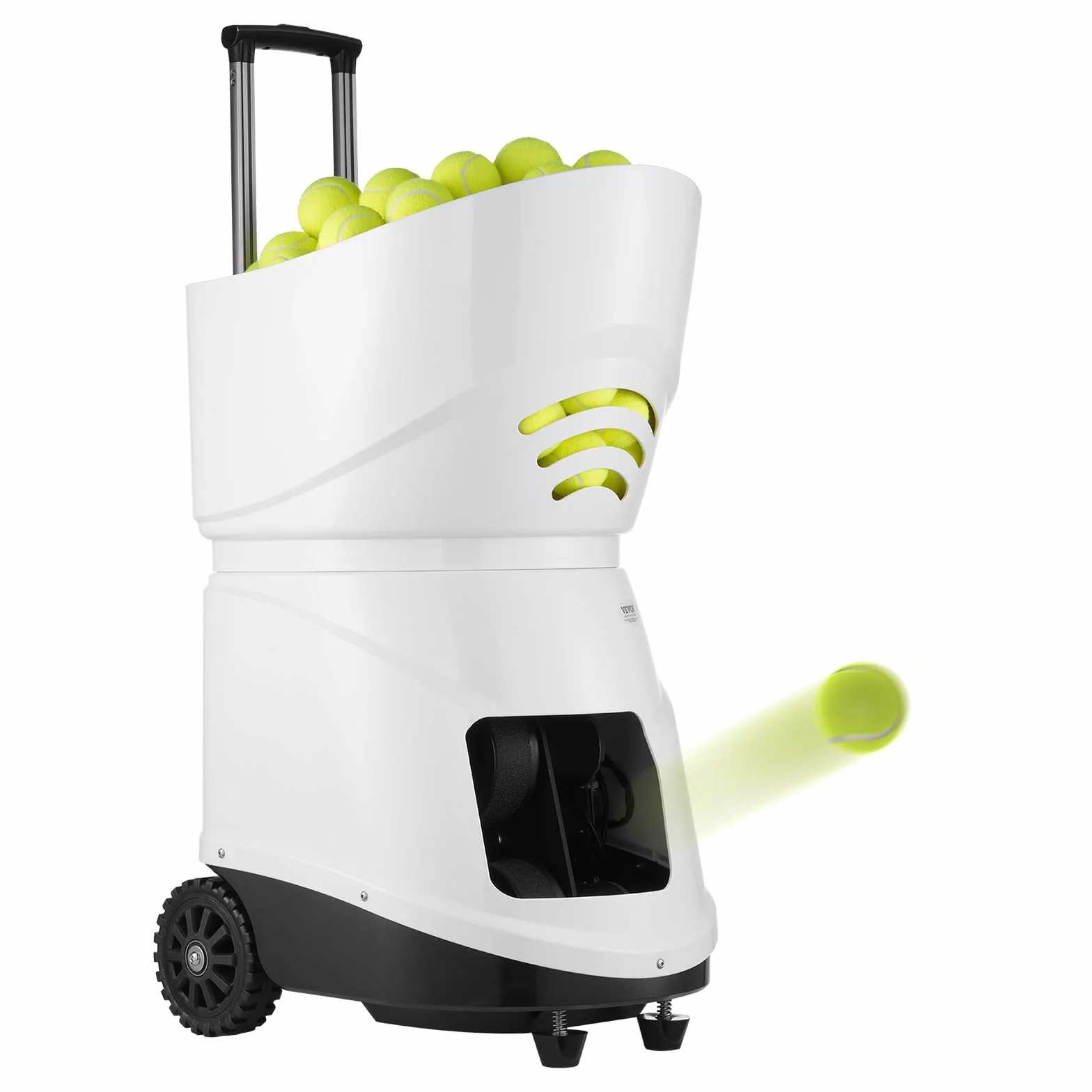 VEVOR Lanzador automático portátil de Pelotas de Tenis, máquina de 150 Pelotas, 5 Motores, batería Recargable