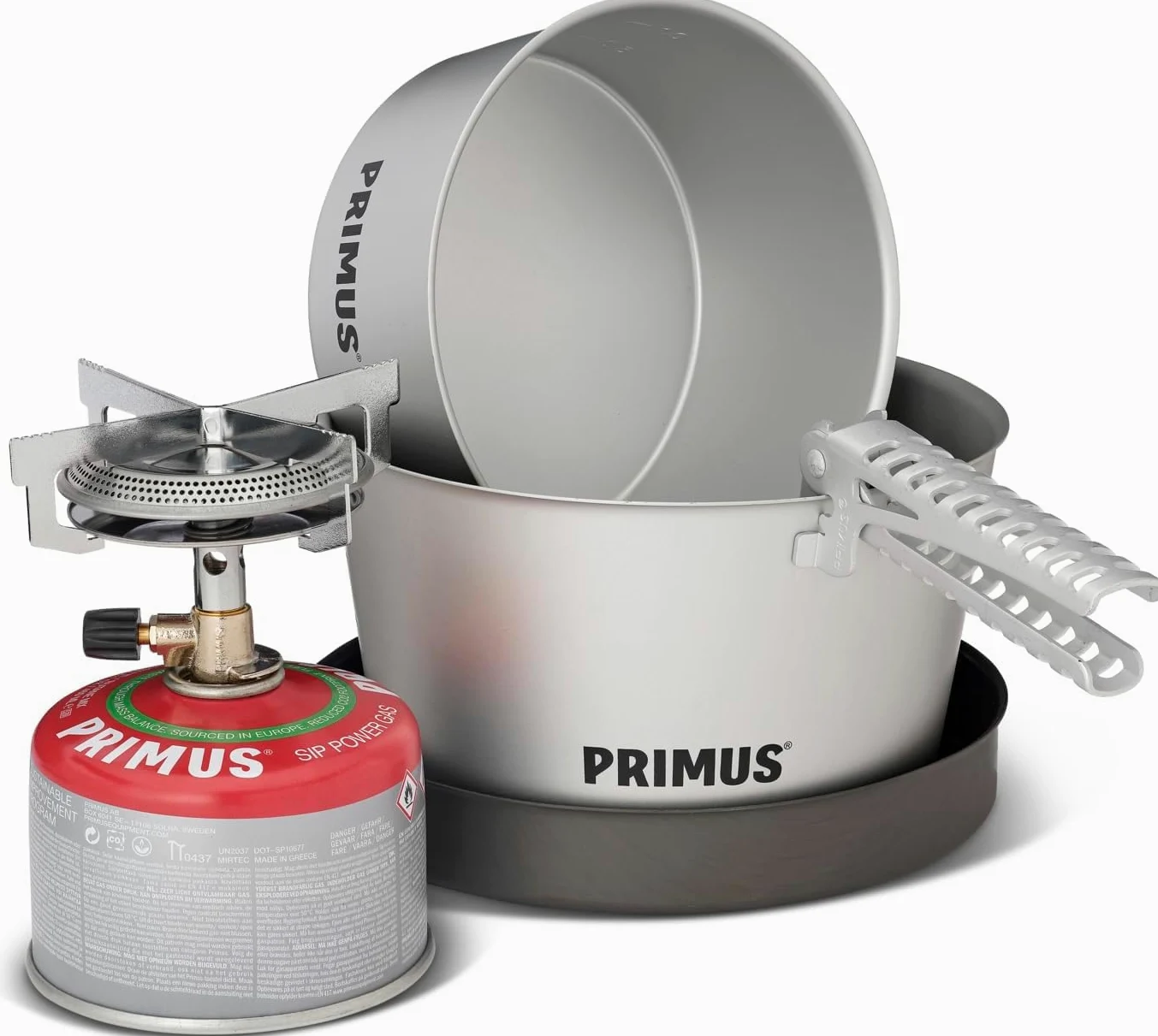 Primus Mimer Stove Kit II - Juego de cocina para camping con 1 cocina de gas, 1 sartén y 2 ollas, utensilios de cocina para exteriores con hornillo de gas Primus, utensilios de cocina para exteriores