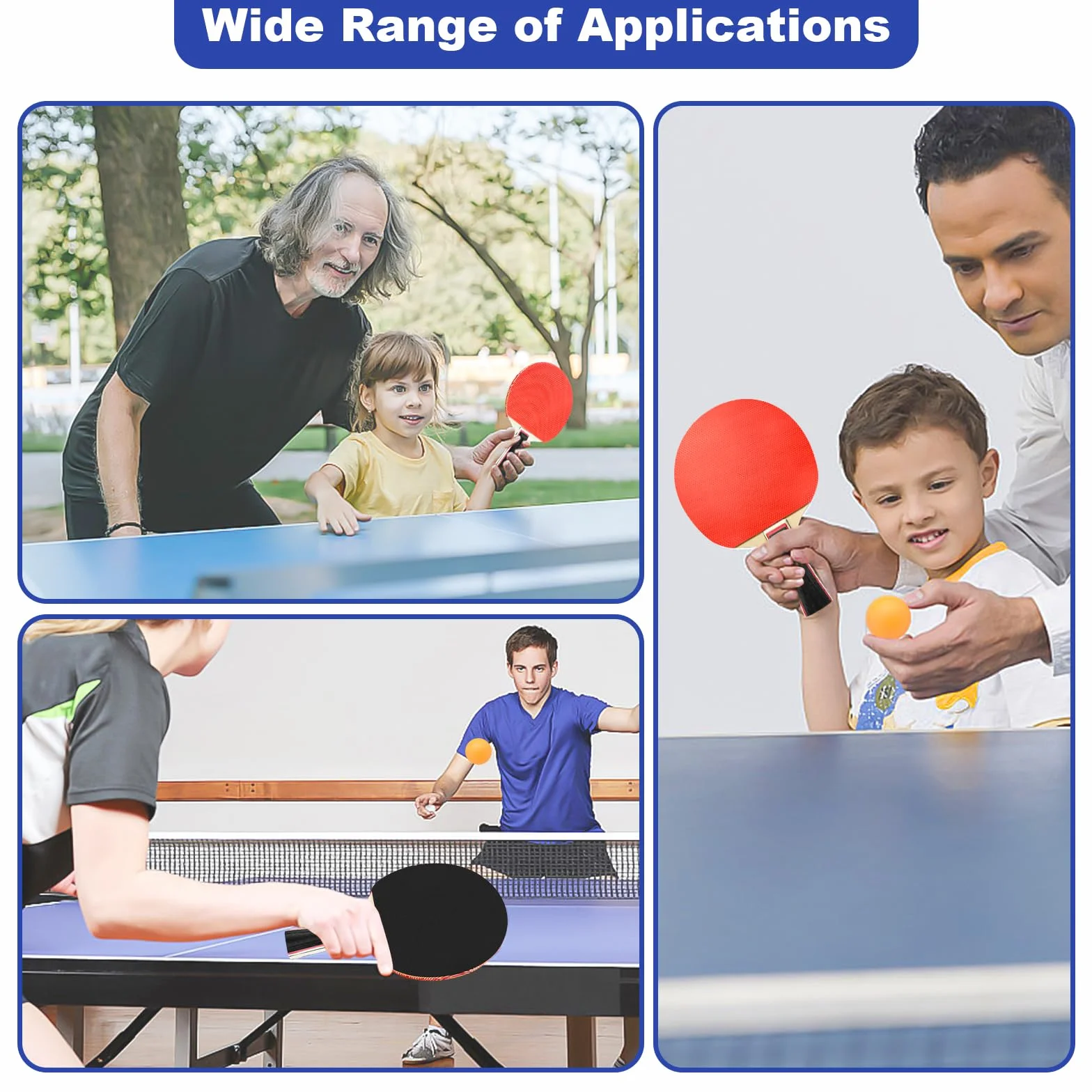 Set de Ping Pong Portátil con 4 Raquetas y 8 Pelotas, Juego de Raquetas de Tenis de Mesa de 2 Piezas