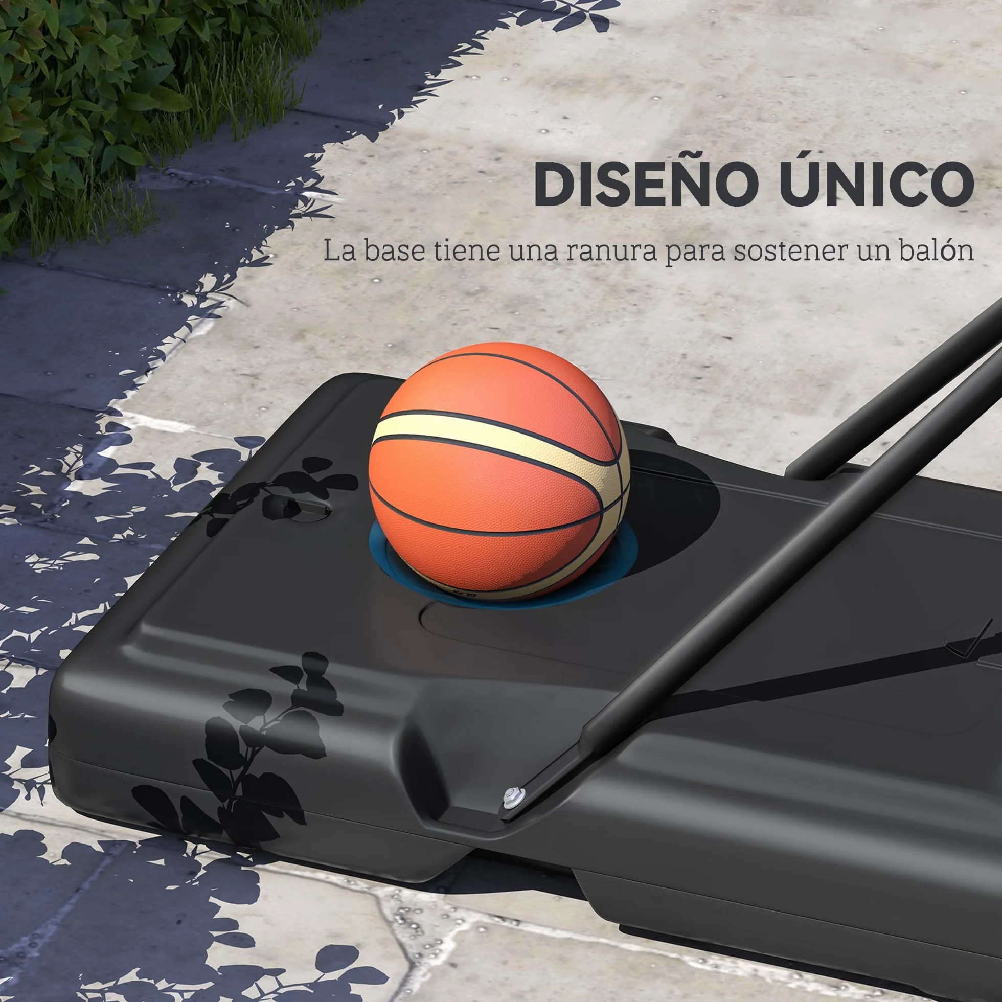 HOMCOM Canasta de Baloncesto Exterior Altura Ajustable 220-365 cm Aro Portátil con Soporte Base Rellenable Negro
