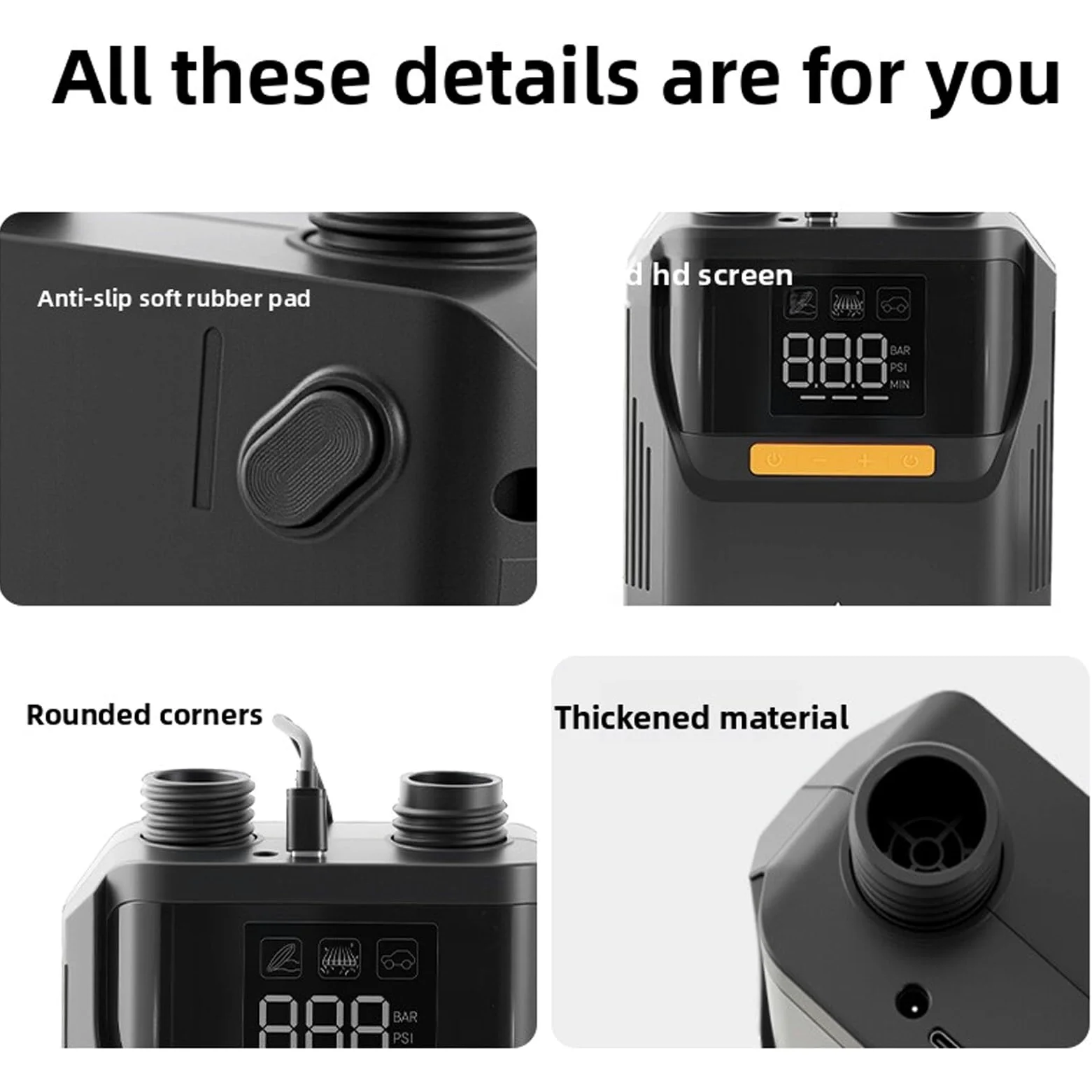 Eujgoov Inflador de Neumáticos Portátiles 50 PSI Auto Apagado de la Pantalla LED, Bomba de Aire Eléctrica con Batería para Neumáticos para Automóviles, Colchón, Carpas, Kayaks