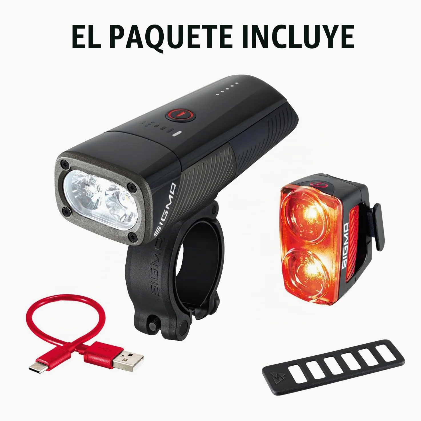 Sigma Buster 1600 / RL 150 Set | Luz LED Delantera y Trasera | 1600 Lumen y 150 Lumen | Luces Delantera y Trasera Recargables con Seis Modos de luz