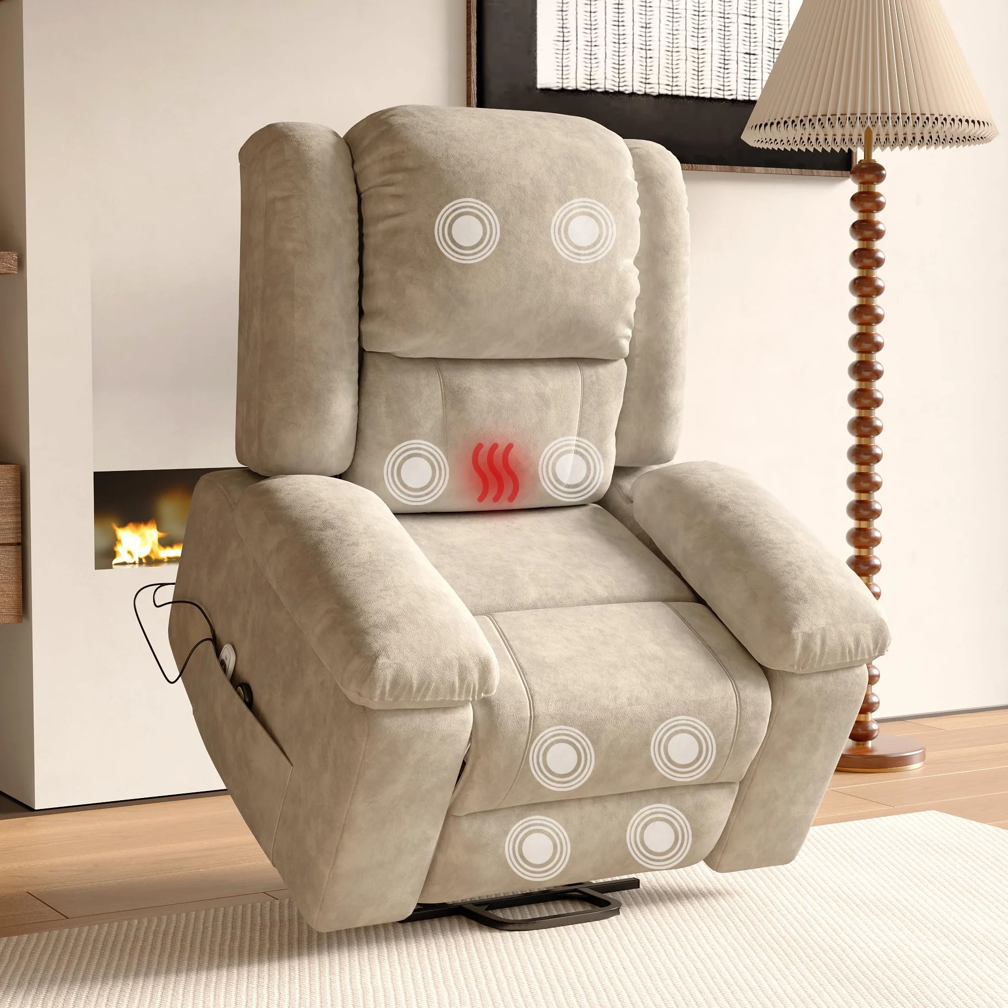 Sillón Relax Reclinable Eléctrico Masaje con 8 Zonas de Masaje y 2 Puntos de Calor (Marrón)