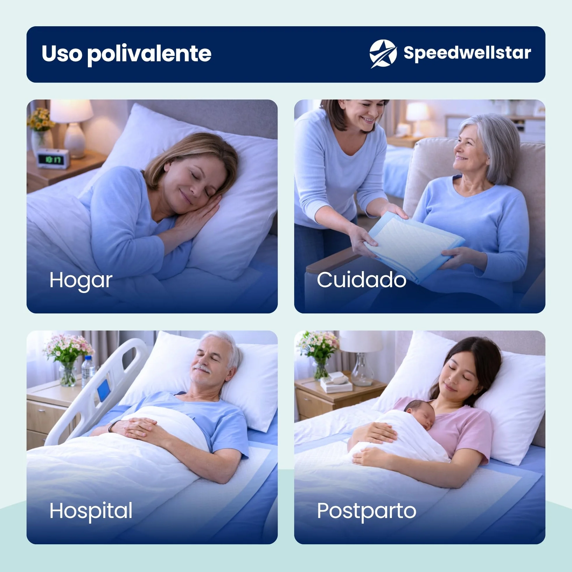 Almohadillas para Cama de Incontinencia Desechables Extra Grandes 150 x 80 cm Pack 20 Súper Absorbentes 2300 ml Protector Impermeable