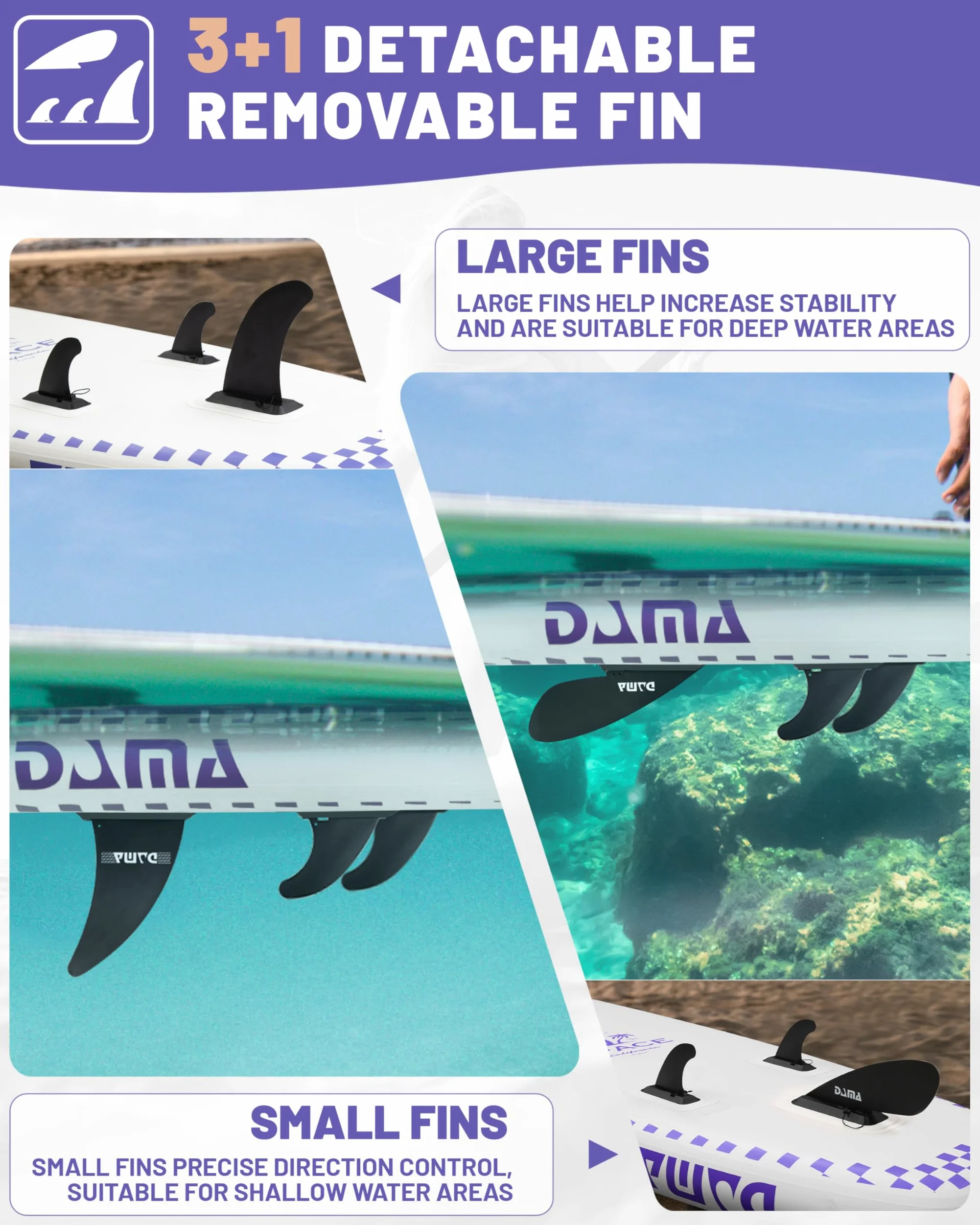 DAMA Tabla de remo inflable de 11 x 34 x 6 pulgadas, tablas de remo para adultos, ligeras y duraderas, fáciles de inflar, versátiles en estilo, totalmente funcionales, equipadas con accesorios de alta