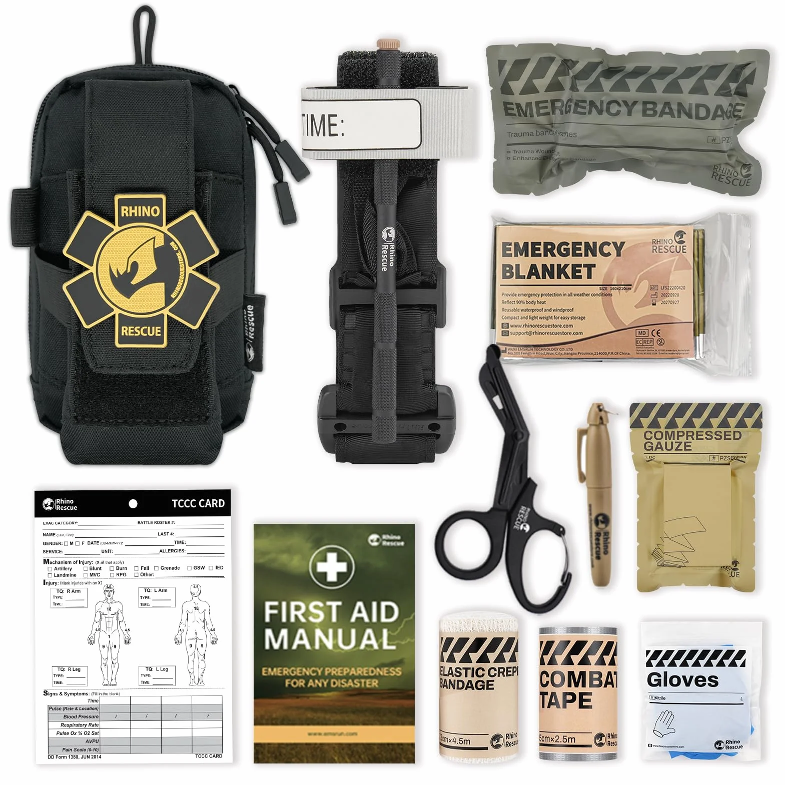 Kit de trauma Molle Tactical Bag Negro RHINO RESCUE EDC IFAK