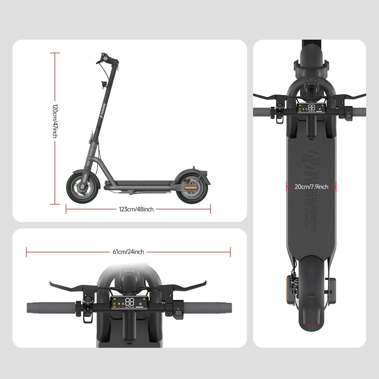 NAVEE Patinete Eléctrico Homologado DGT, 25-90km Autonomía, Máx 25km/h, Frenos Tambor y Disco con E-ABS, Intermitentes, TCS, App Móvil, Pendiente 15-28%