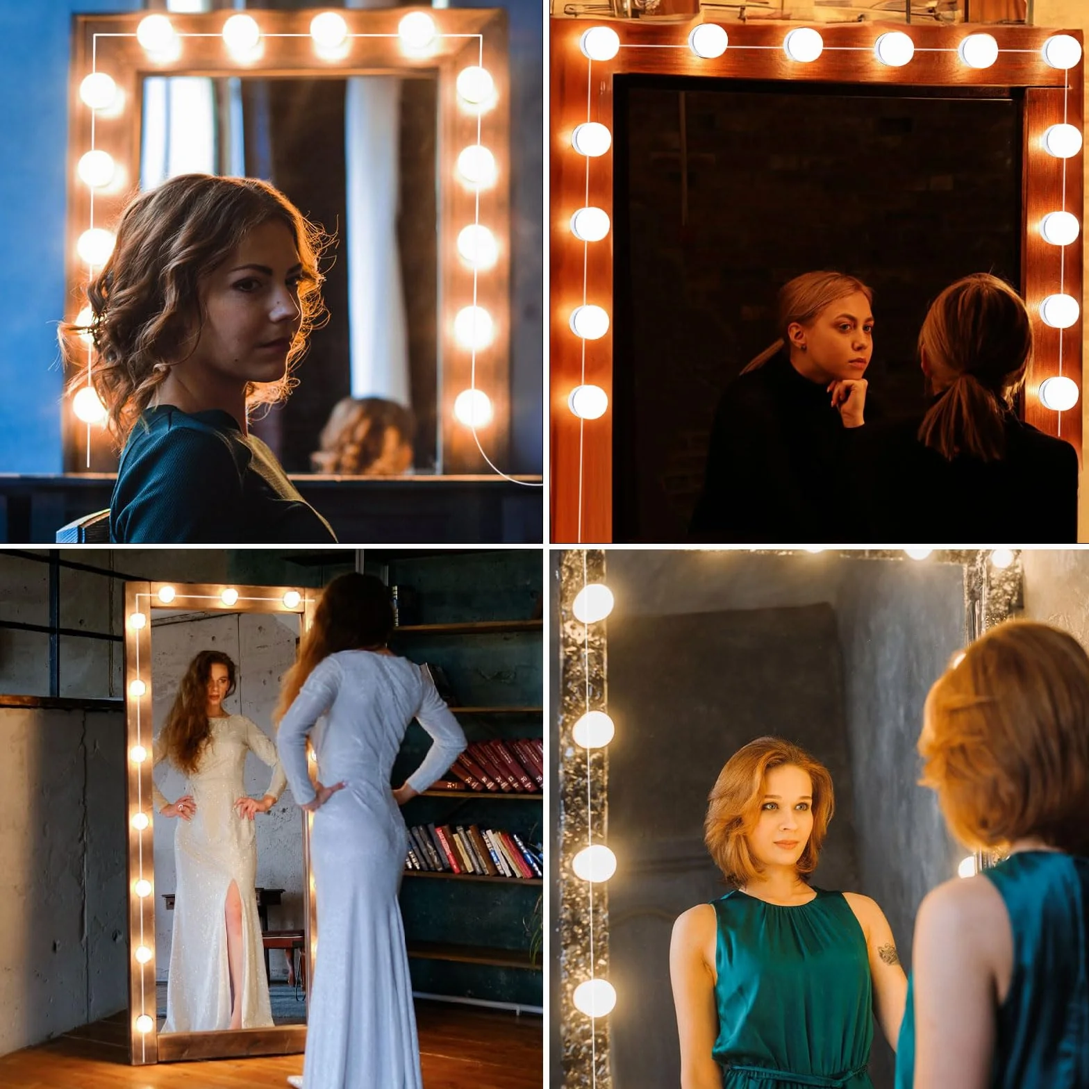 Lumière de Miroir LED Hollywood Dimmable Kit de 14 Ampoules avec Adaptateur USB Câble Réglable 3 Couleurs 10 Intensités