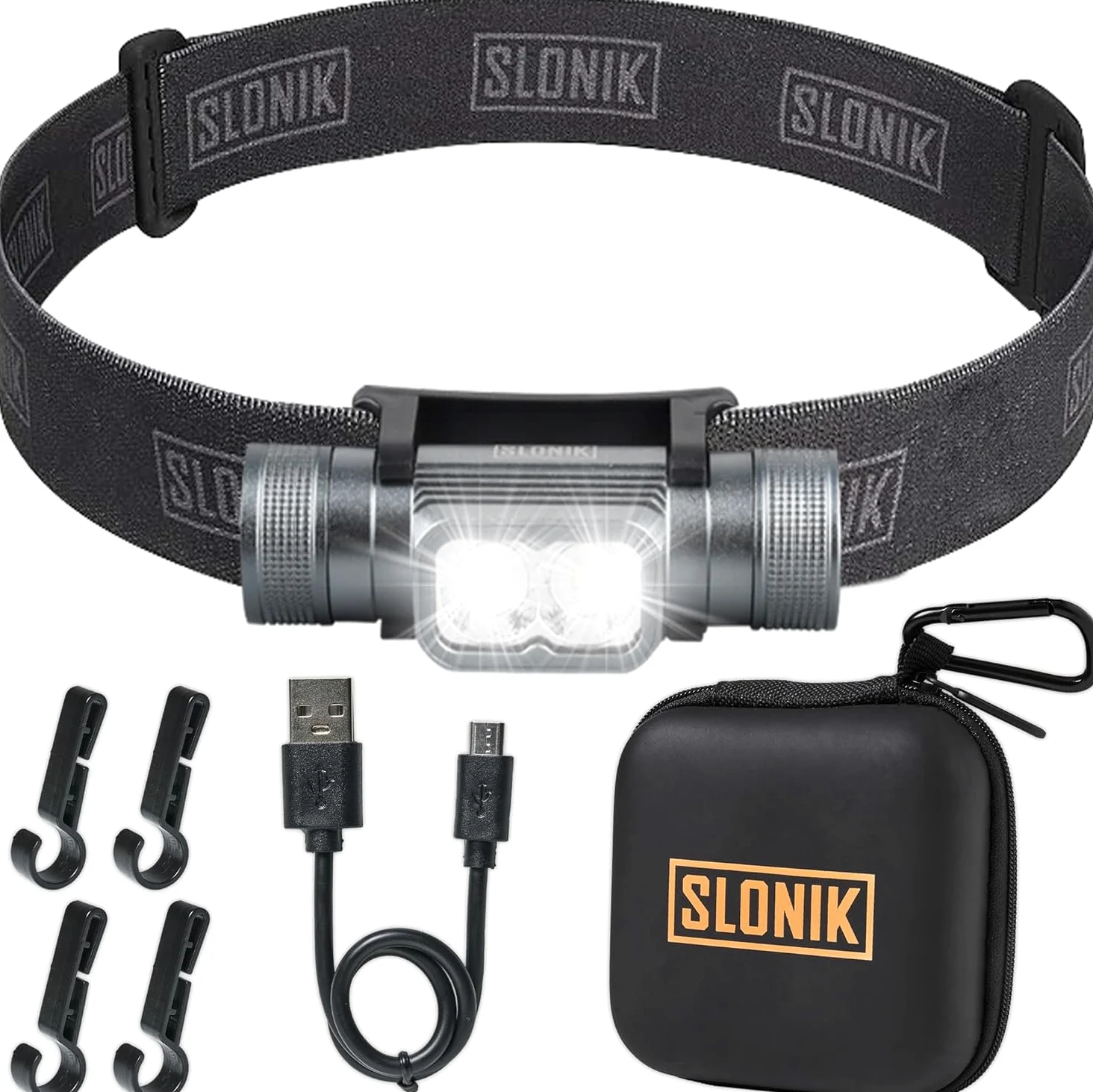 ALLESM SLONIK - Linterna frontal LED Cree recargable de 1000 lúmenes con batería de 2200 mAh, ligera, duradera, impermeable y a prueba de polvo, haz de 600 pies, equipo de camping y senderismo