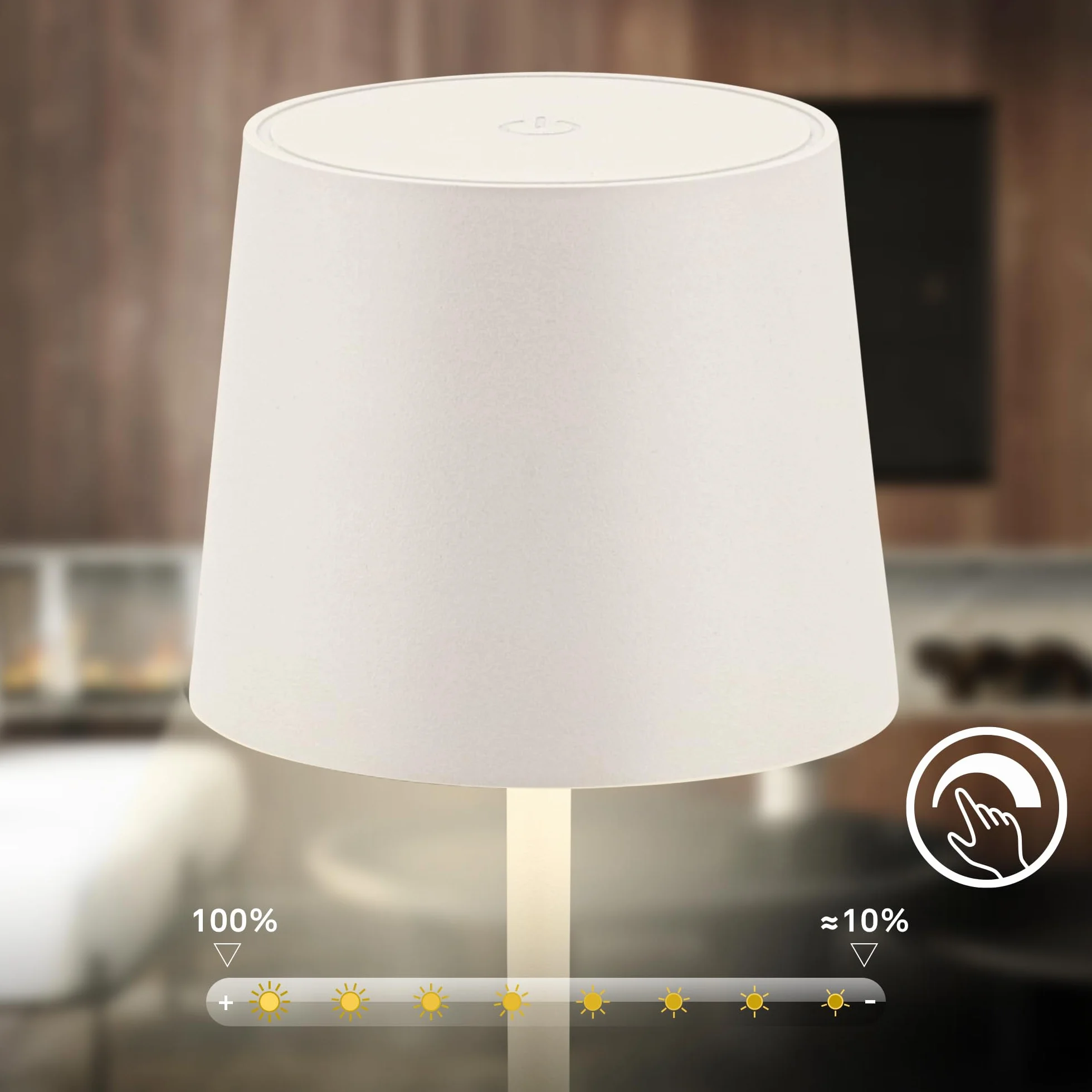 BRILONER Lámpara de mesa LED inalámbrica IP44 con sensor táctil regulable 11x33cm blanco antiguo