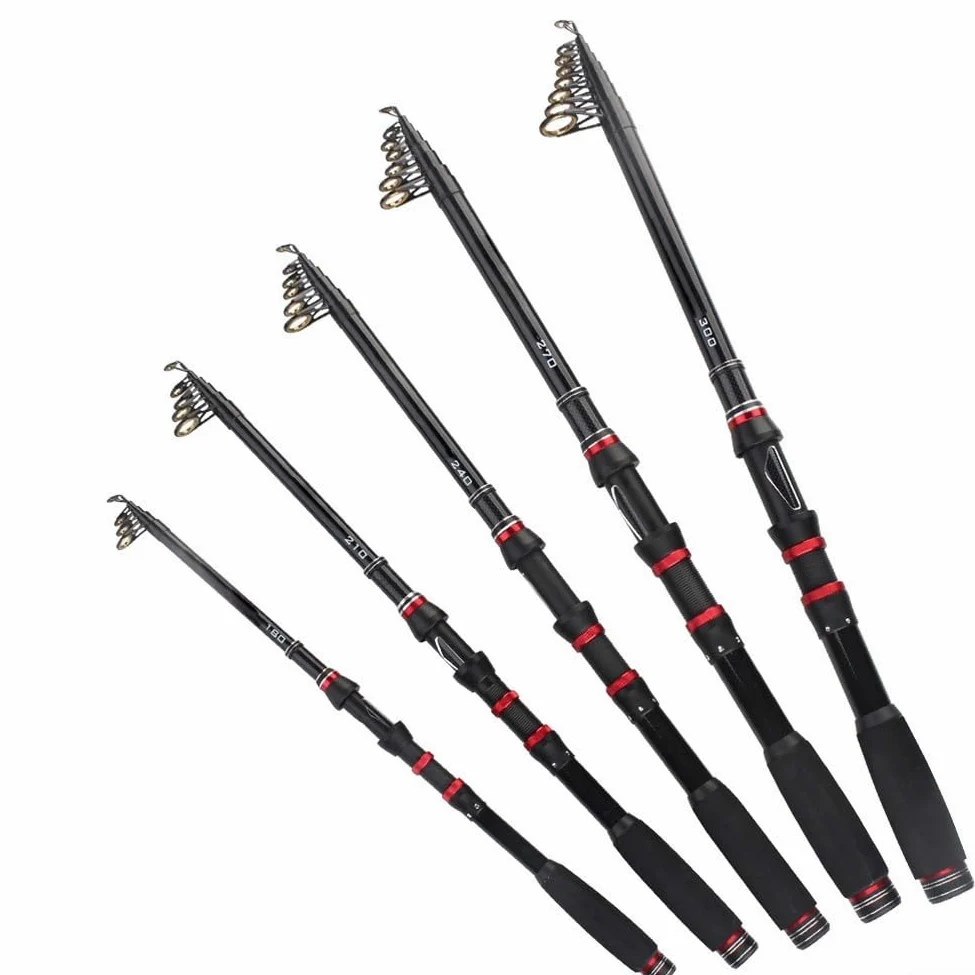 Caña de pescar plegable, 6, 7, 8, 9, 10 secciones, material de carbono, diámetro de extremo 12, 8, 20, 4 mm