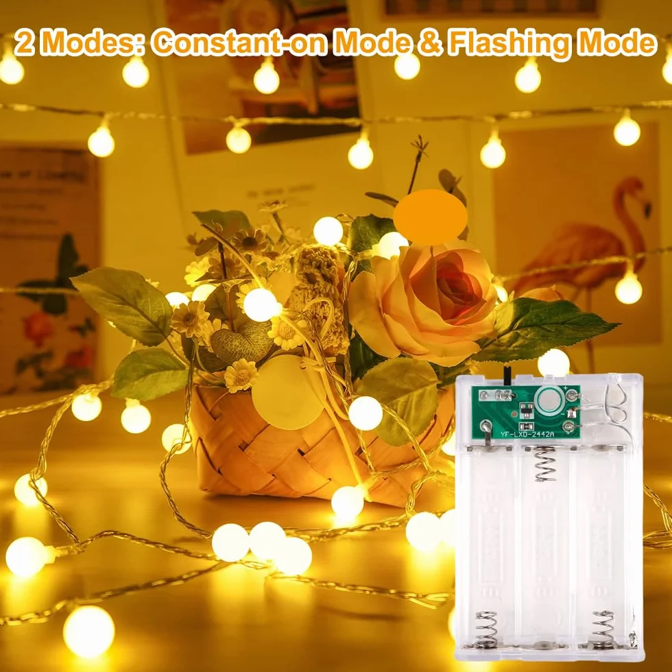 Guirnalda Luces LED Exterior 20 LED 3 Metros 2 Modos Pilas