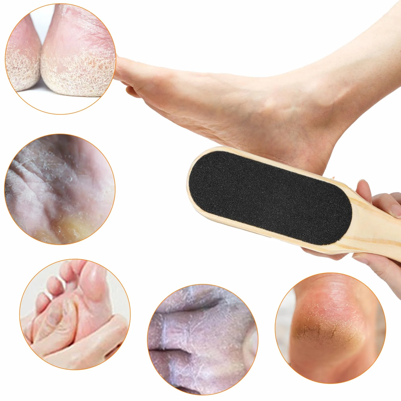 JIEYAO Lima de callos de doble cara de madera profesional para pedicura con correa