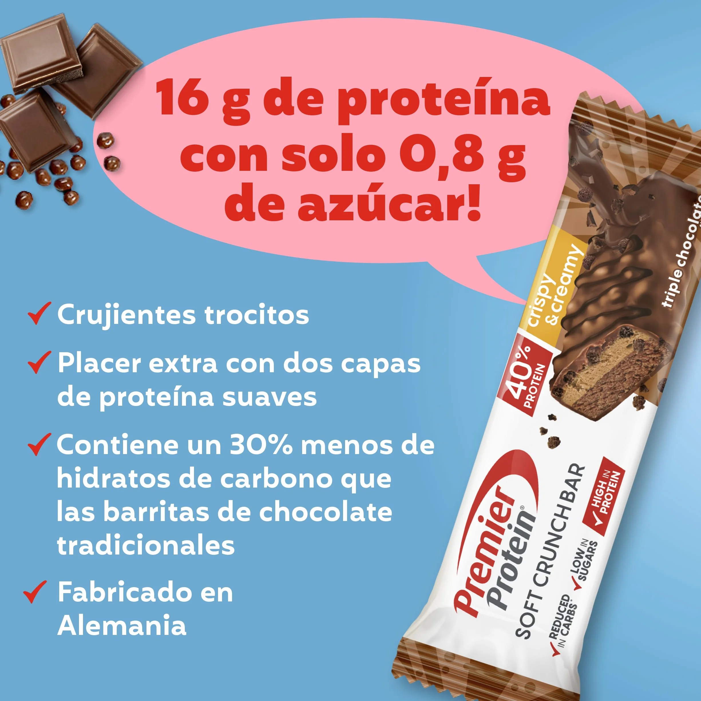 Premier Protein Soft Crunch Bar Triple Chocolate 40% Protein 12x40g