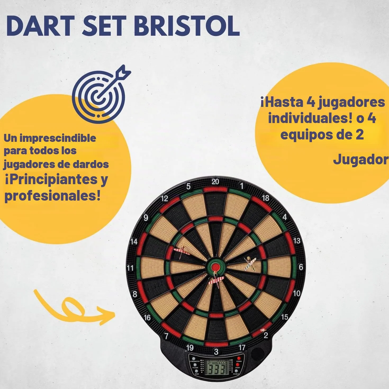 Best Sporting Bristol - Diana electrónica (con 6 Dardos, Funciona con Pilas)
