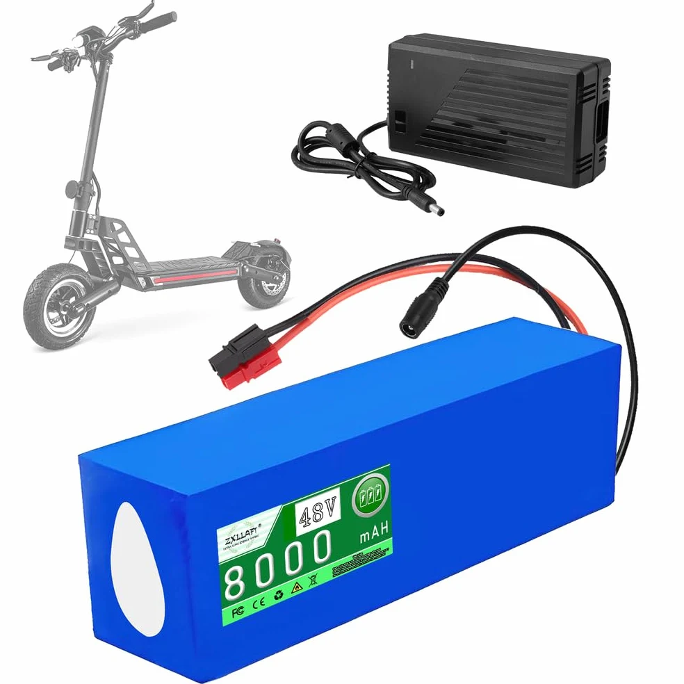Batería de Litio de 48 V, 10 Ah y 8 Ah Batería Recargable 60 V Baterías para Patinete 48 V Baterías monopatín para Motor 250 W a 600 W con Cargador y BMS,48v8ah Anderson