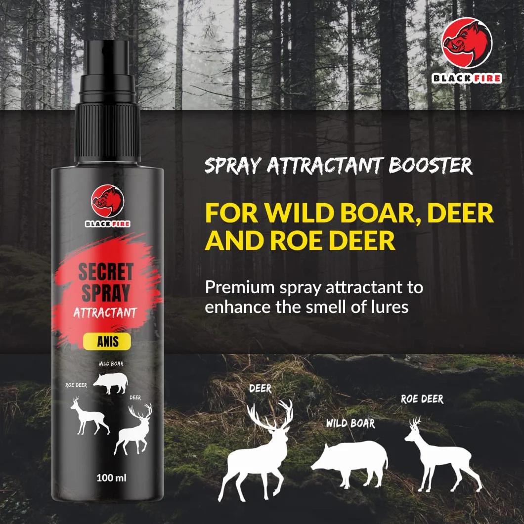 Spray Black Fire ® Spray con Aroma para jabalíes, Ciervos y corzos, Botella de 100 ml, Receta Secreta de anís - ¡Aumenta Tus Posibilidades de éxito Cuando caces!