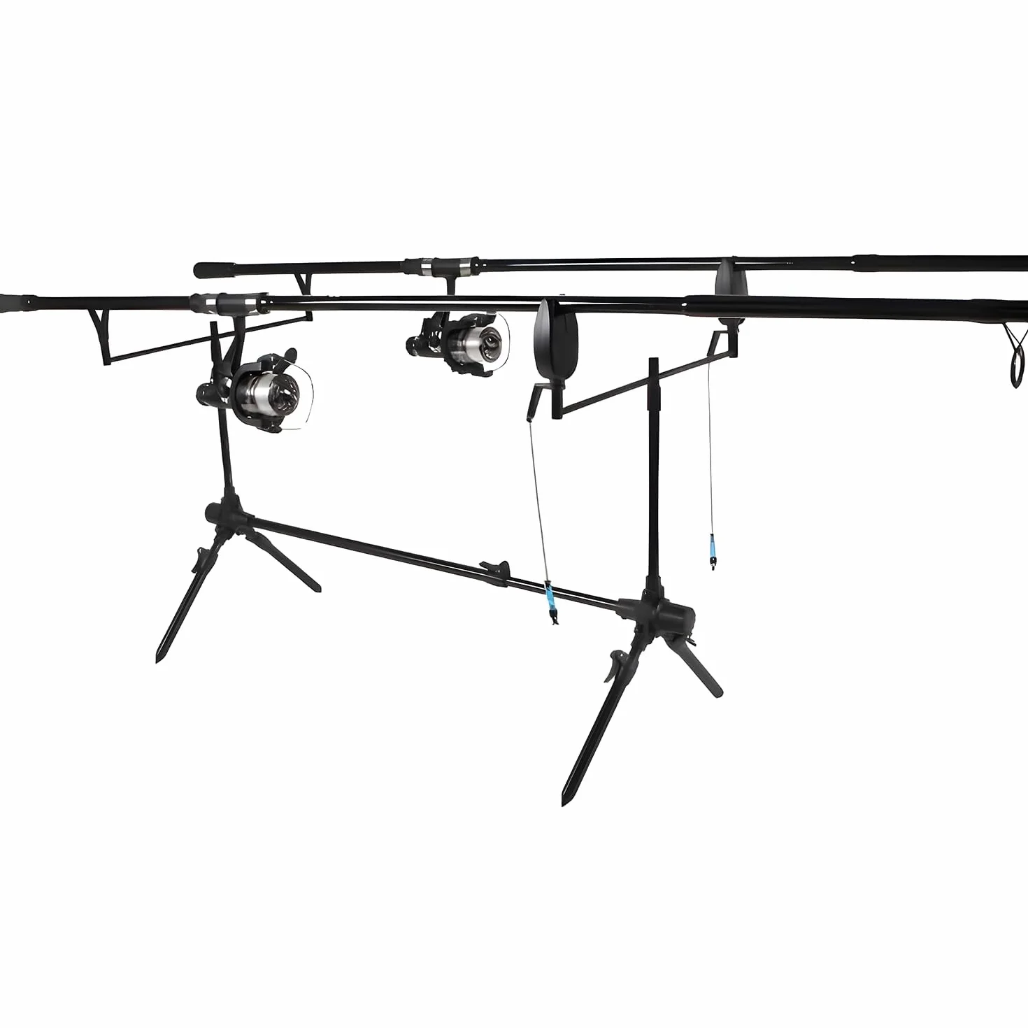 Carp Set - Improve Set - Juego de Cañas de Carpa Negro - Paquete Completo para la Pesca de la Carpa Incluye Detectores de Mordedura, Swingers, Rodpod