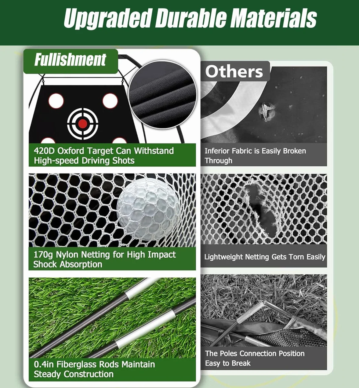 Golf Practice Net 10x7ft with Target Mat Balls Tee Indoor Training Equipment