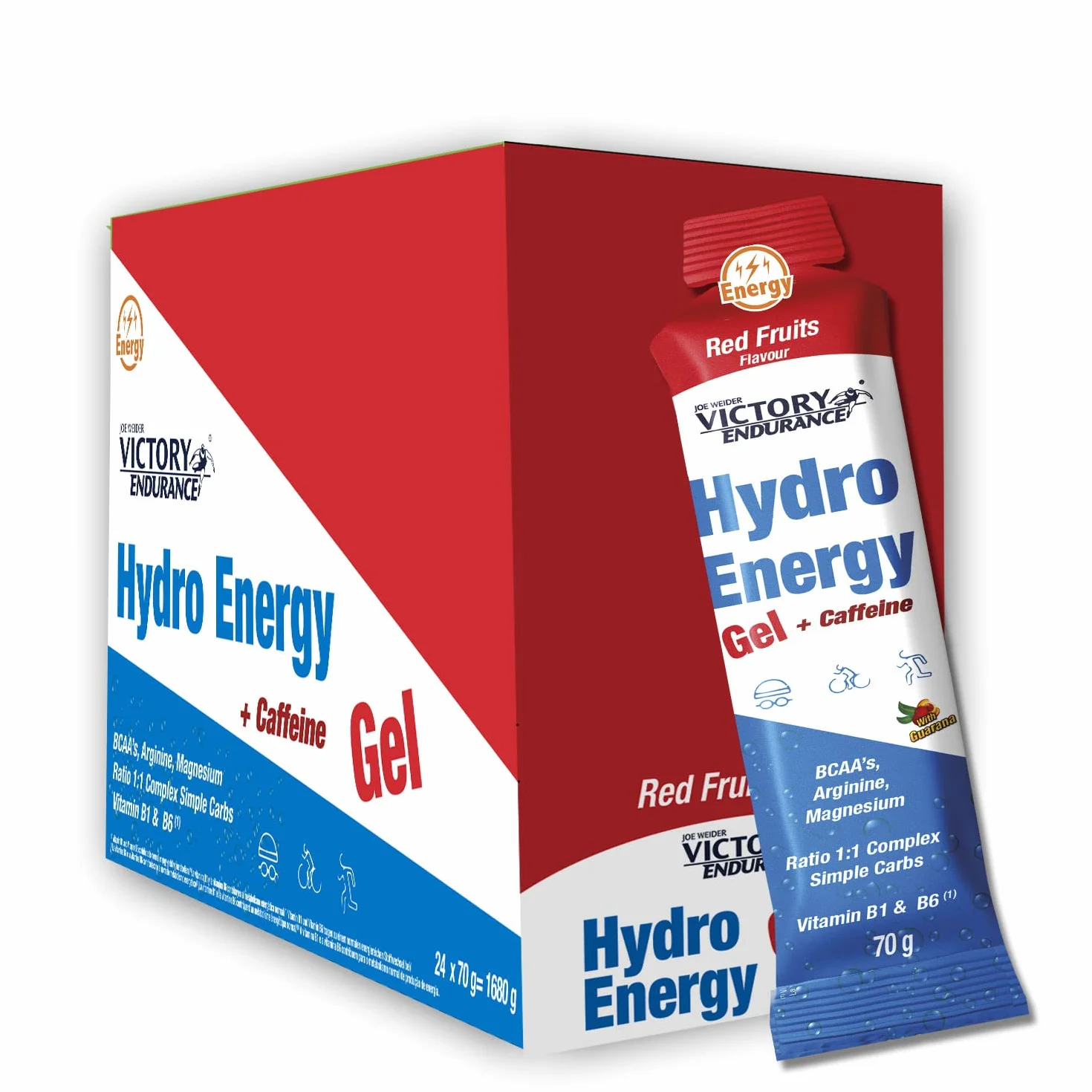 Victory Endurance Hydro Energy Gel Caffeine Red Fruit 70g 42mg Cafeína