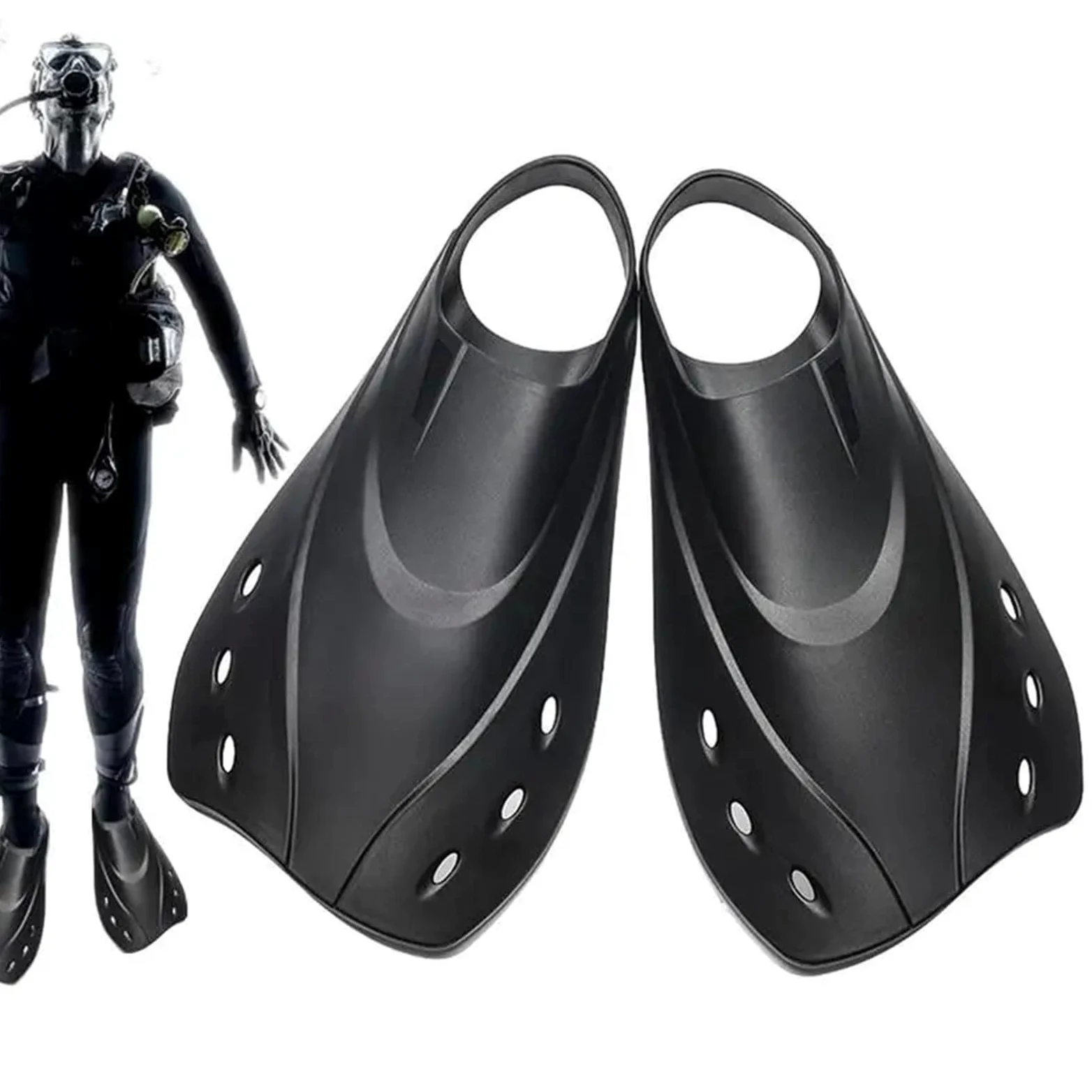 Aletas De Entrenamiento Aletas de natación Cortas Buceo Snorkel portátiles Entrenamiento for Equipos