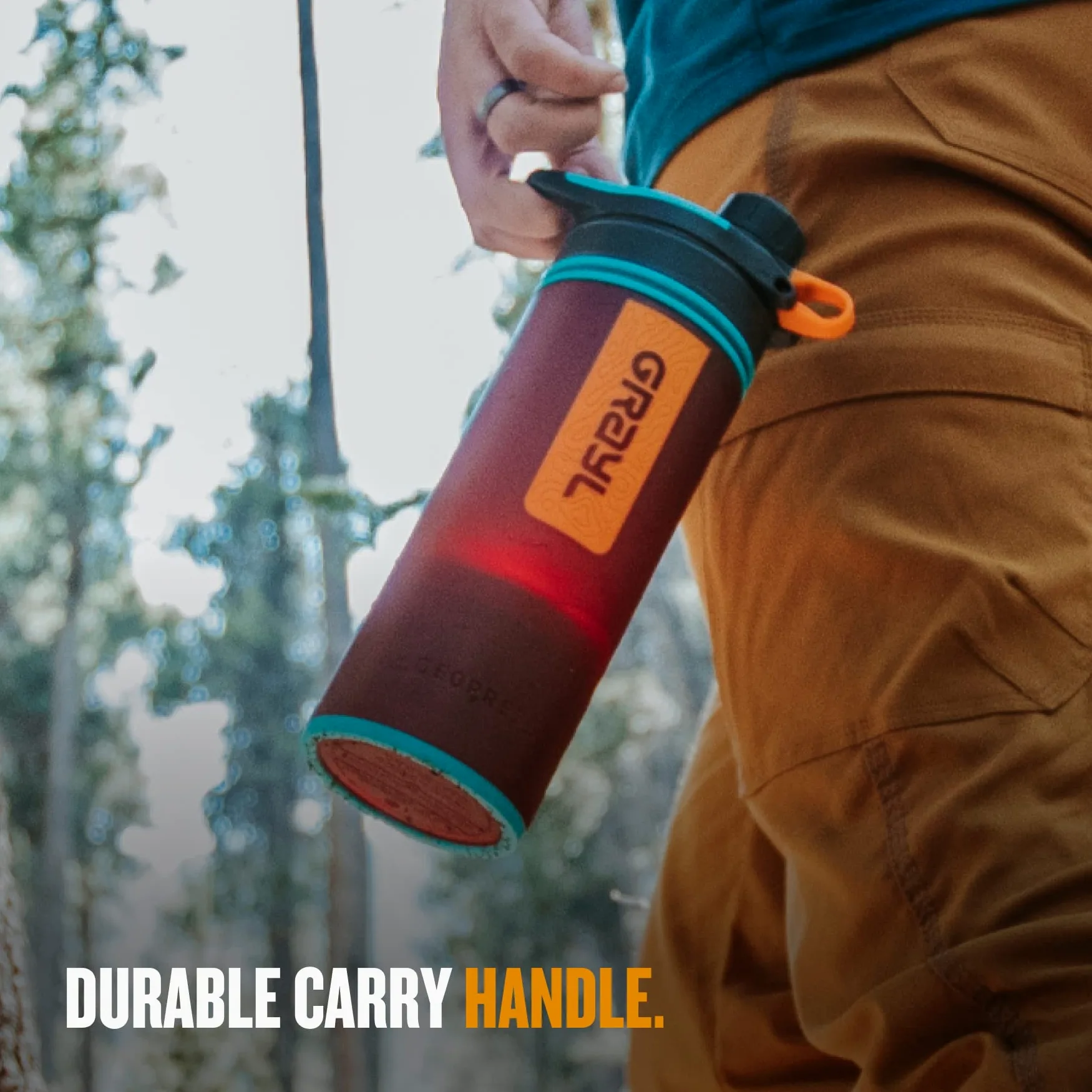GRAYL GeoPress - Purificador de agua para viajes en todo el mundo, senderismo, camping y supervivencia, 680 ml, color rojo | Purifica el agua en 8 segundos para senderismo, mochileros, camping, supervivencia y viajes, elimina virus y bacterias