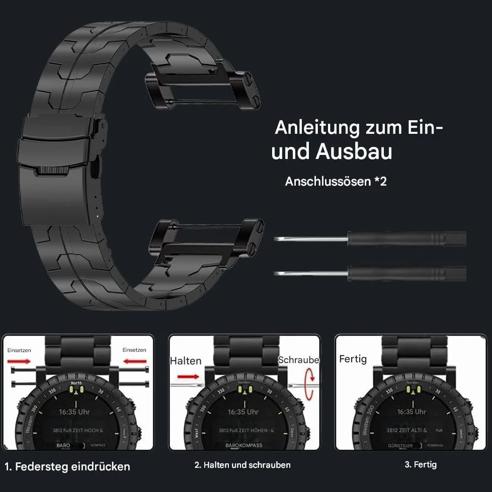 Correa de titanio compatible con Suunto Core, pulseras de repuesto de metal de titanio con hebilla segura compatible con Suunto Core Smart Watch para hombre, ligera