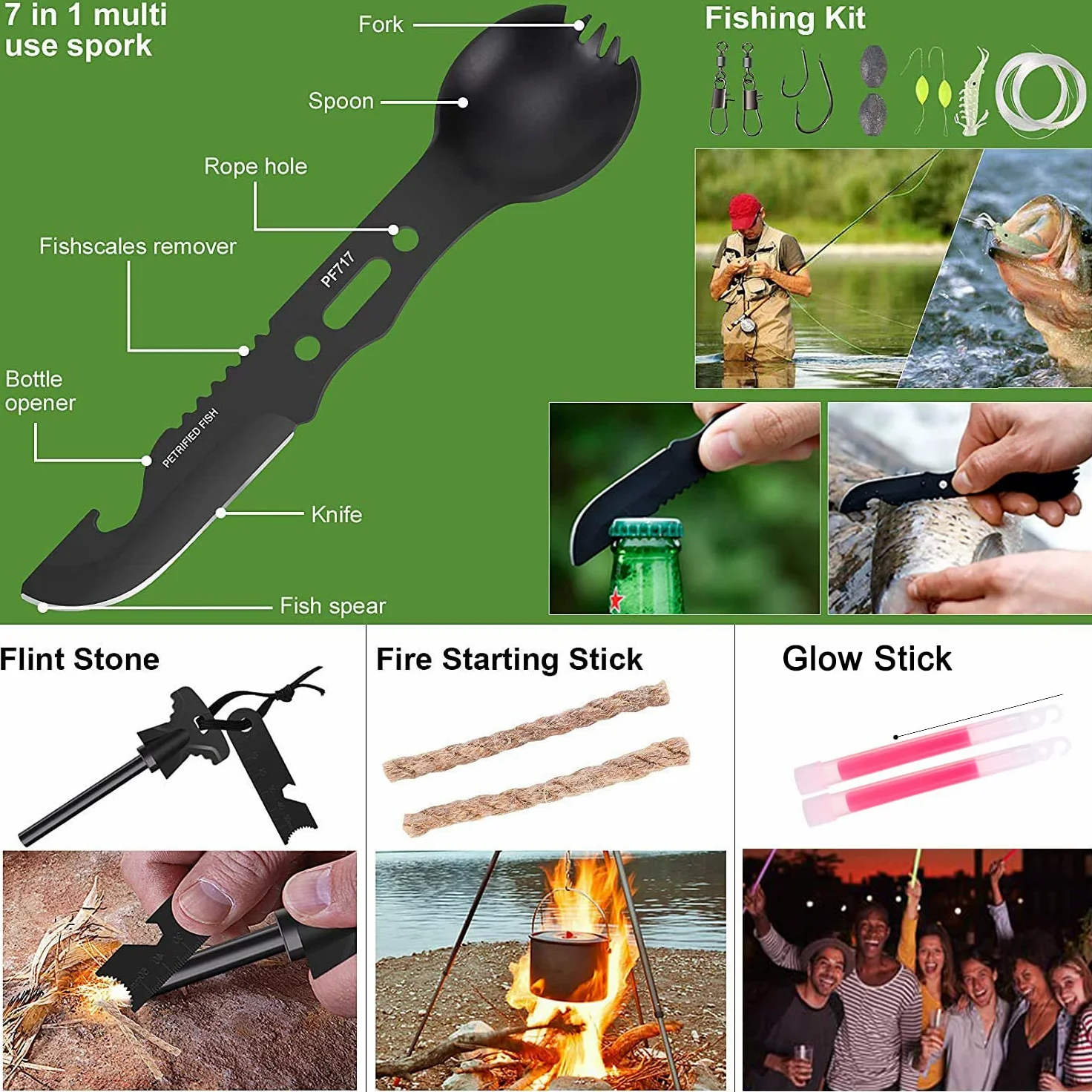 Kit de 216 herramientas de supervivencia de primeros auxilios, equipo profesional de supervivencia para primeros auxilios para emergencias, senderismo, hunting, desastres, campamento, aventuras, color