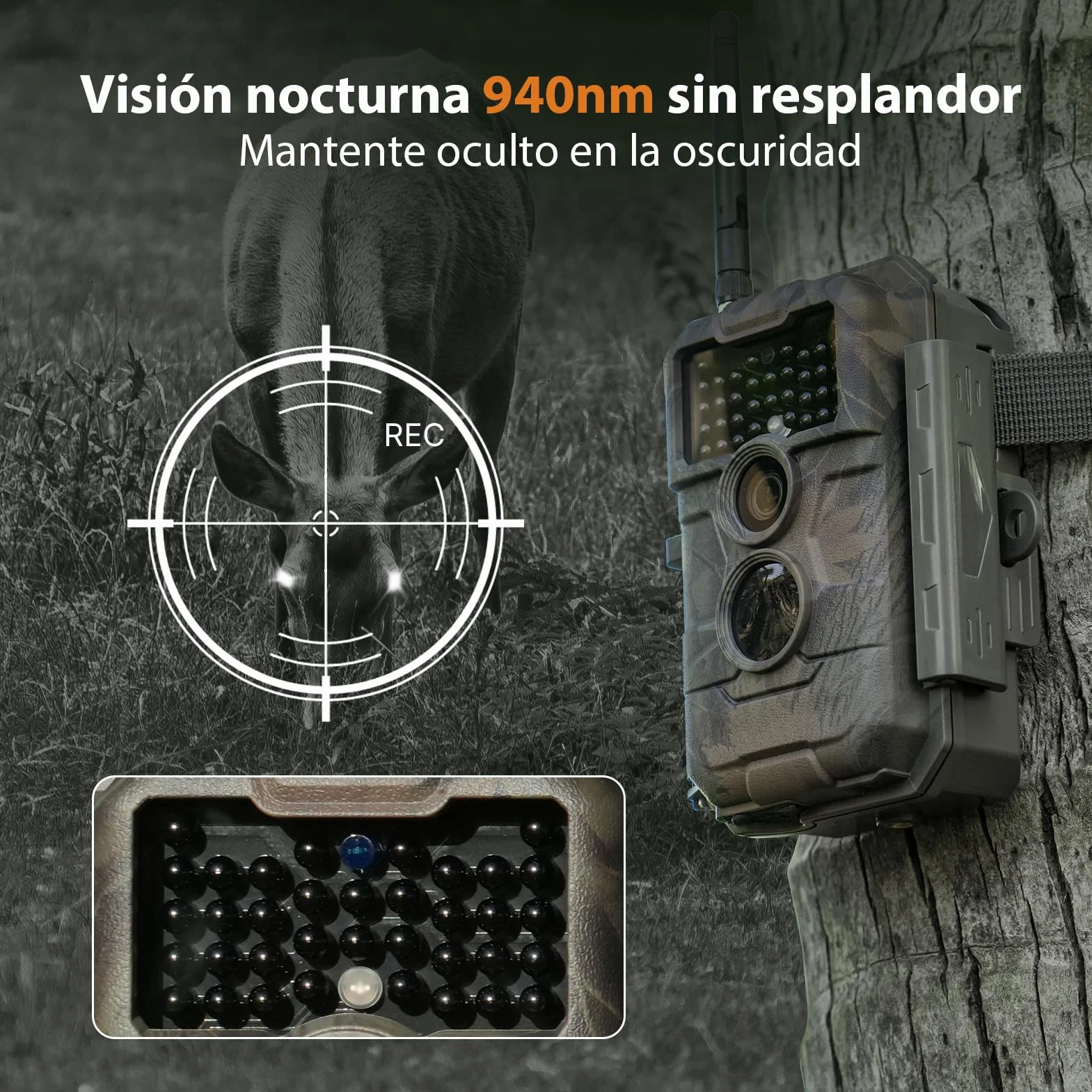GardePro E6 Câmaras de Caça WiFi con Antena y App 48MP 1296P H.264 Vidéo, Camara Fototrampeo con Alcance de Visión Nocturna de 25m y Amplio Campo de Visión de 110°