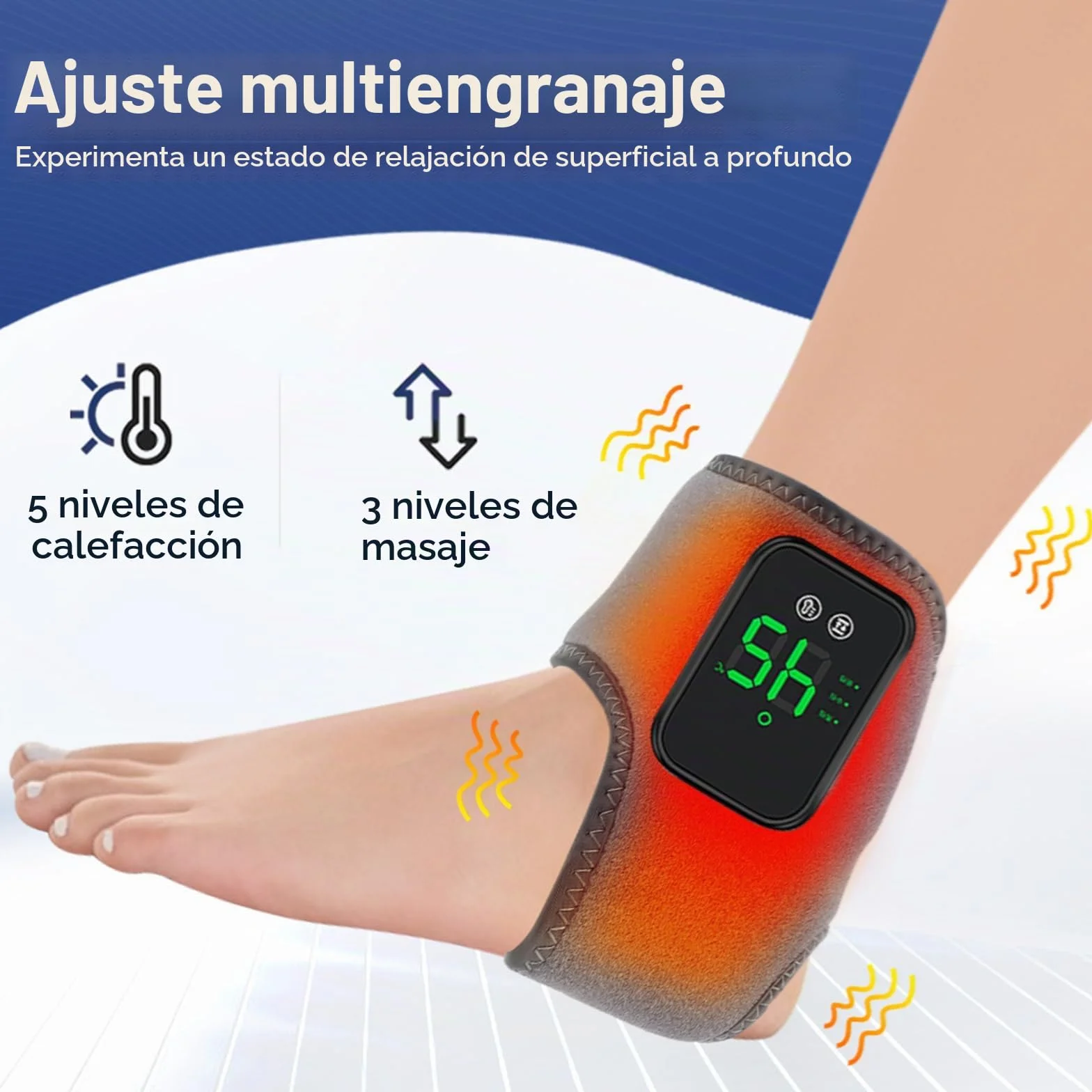 Masajeador de Pies 3 en 1 Eléctrico con 3 Modos de Vibración, 5 Niveles de Calor y Temporizador 30 min para Fascitis Plantar