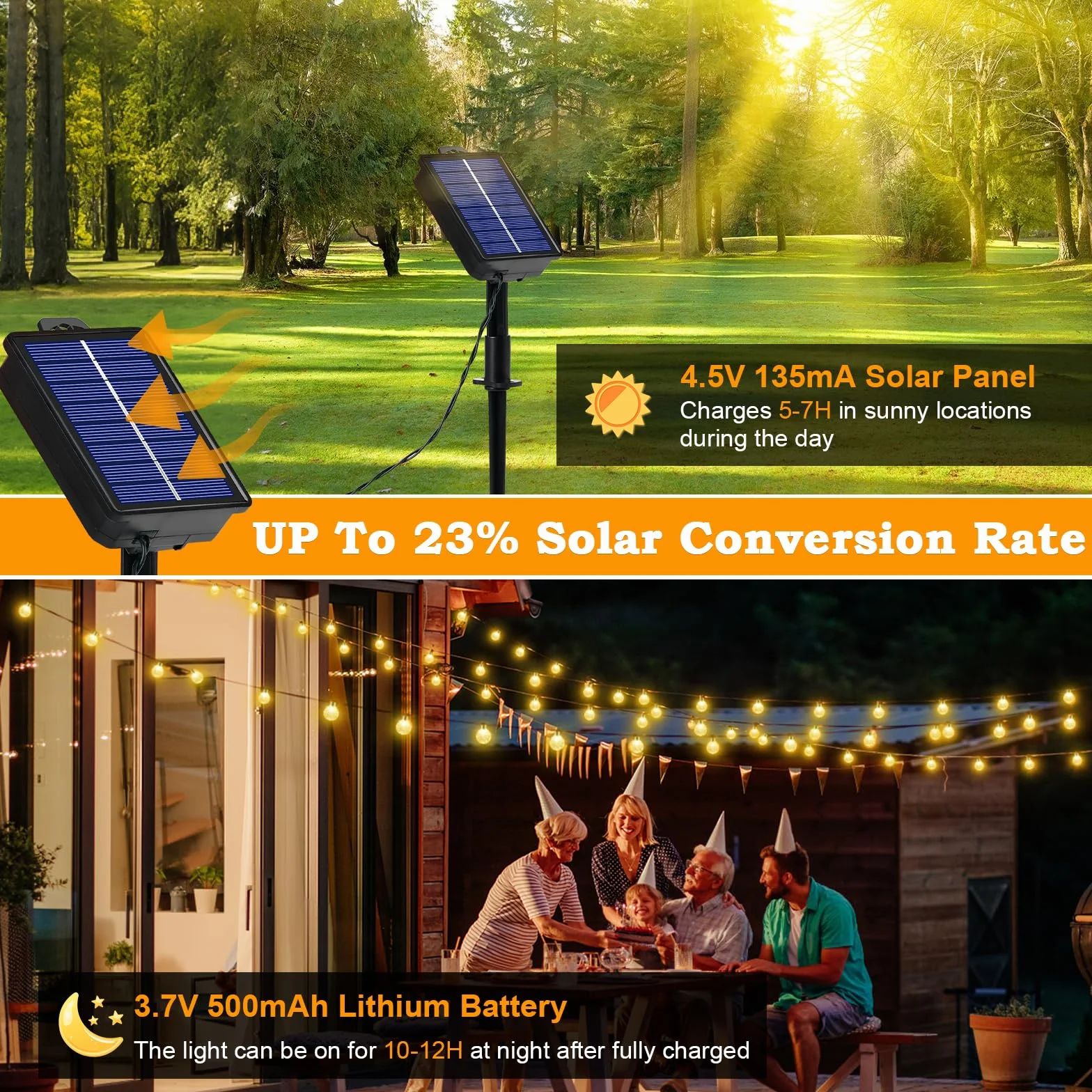 Realky Guirnaldas Luces Exterior Solar 100 LED 18M IP65 Impermeable Blanco Cálido