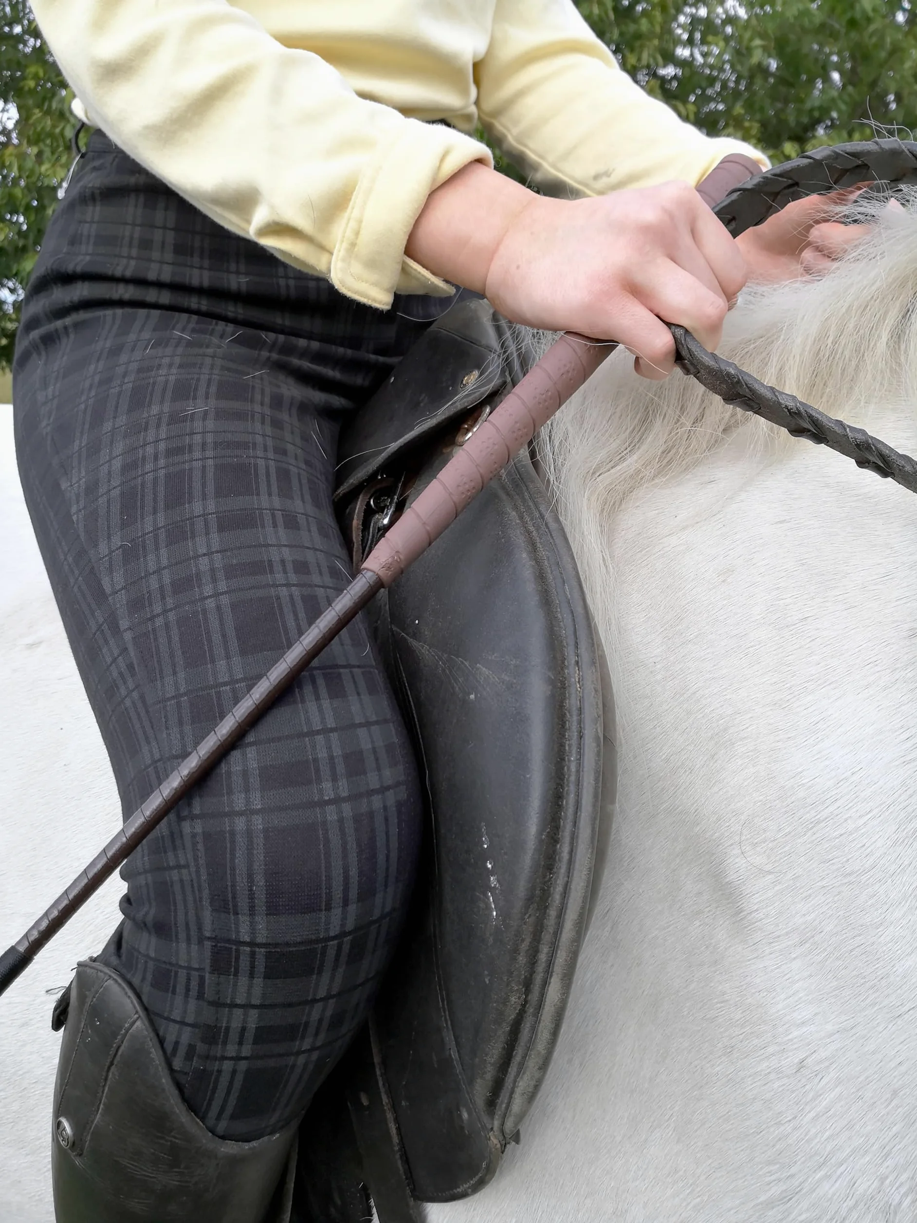 Cultivo de cuero para montar a caballo, bate de salto, bate ecuestre (marrón)