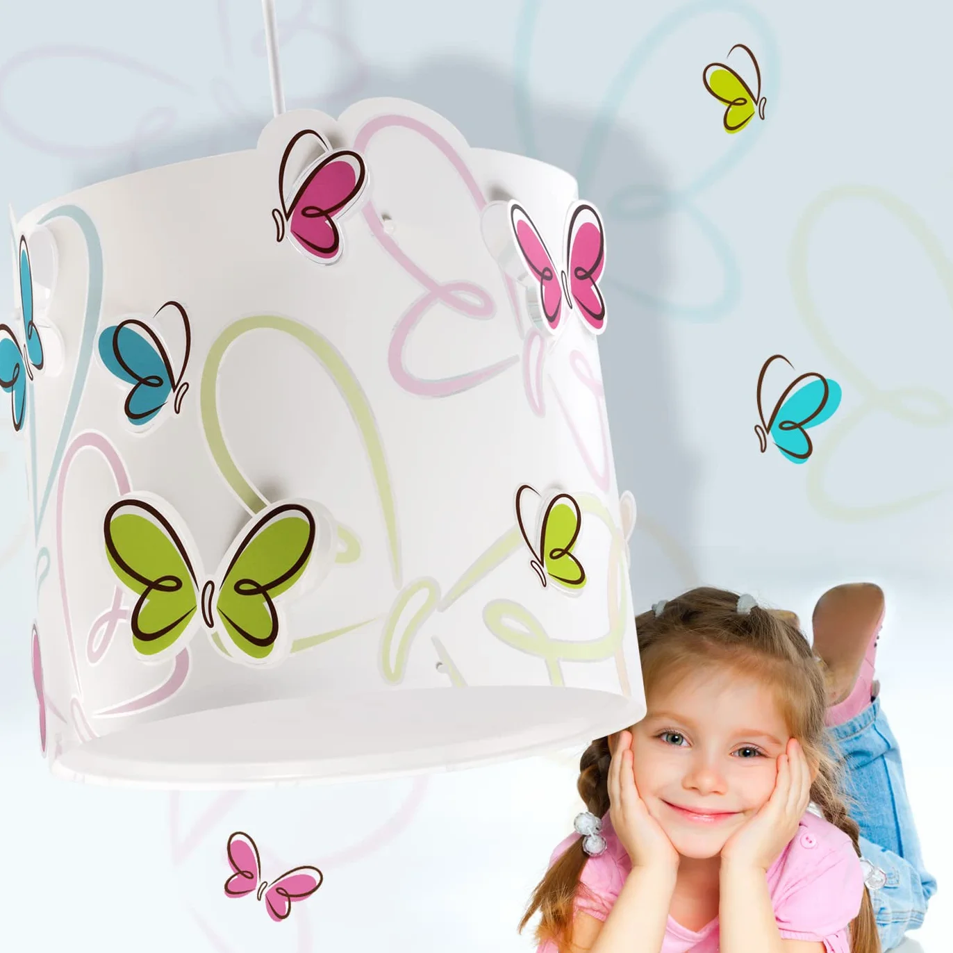Dalber Lámpara Infantil de Techo Mariposas Butterfly E27 Multicolor