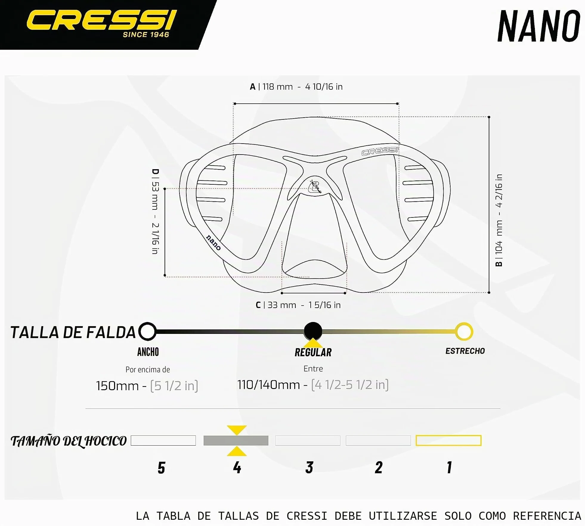 Cressi Nano 50 - Gafas/Máscara de Buceo