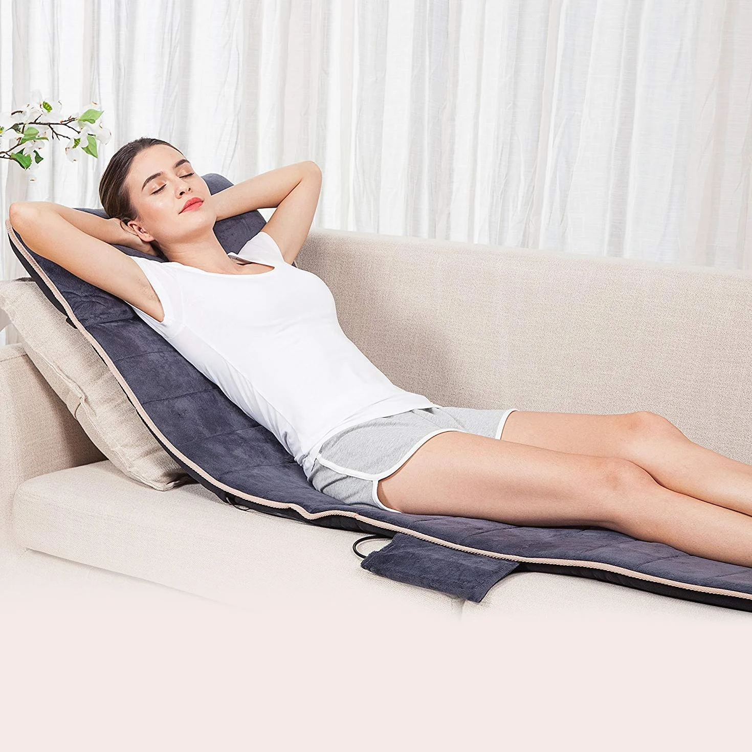 Snailax Esterilla de masaje con 10 motores de vibración y 4 almohadillas de calefacción