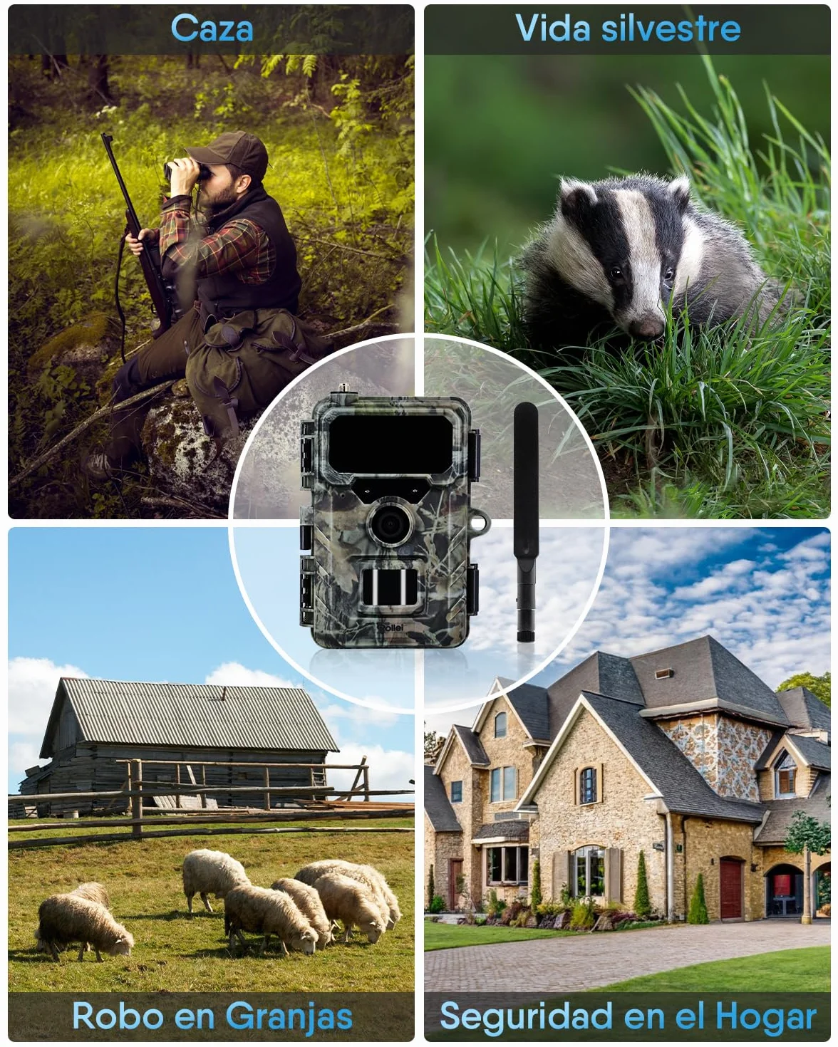 Cámara de Caza 4G Rollei, 4K Camara Fototrampeo con Tarjeta Sim y App y Sensor de Movimiento Cámara de Fotos Trampeo Caza Infrarroja con Visión Nocturna Tarjeta SD de 32GB IP66,Cámara-Caza-Fototrampeo