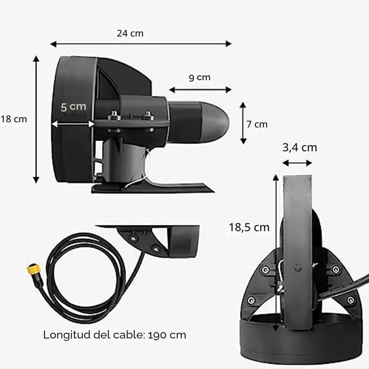 Aleta motorizada eléctrica de 288 W y 12 V con sistema de propulsión de propulsión subacuática, tabla de surf alimentada por batería y motor SUP para kayaks, barcos de pesca, tablas de remo (4-5 km/h)