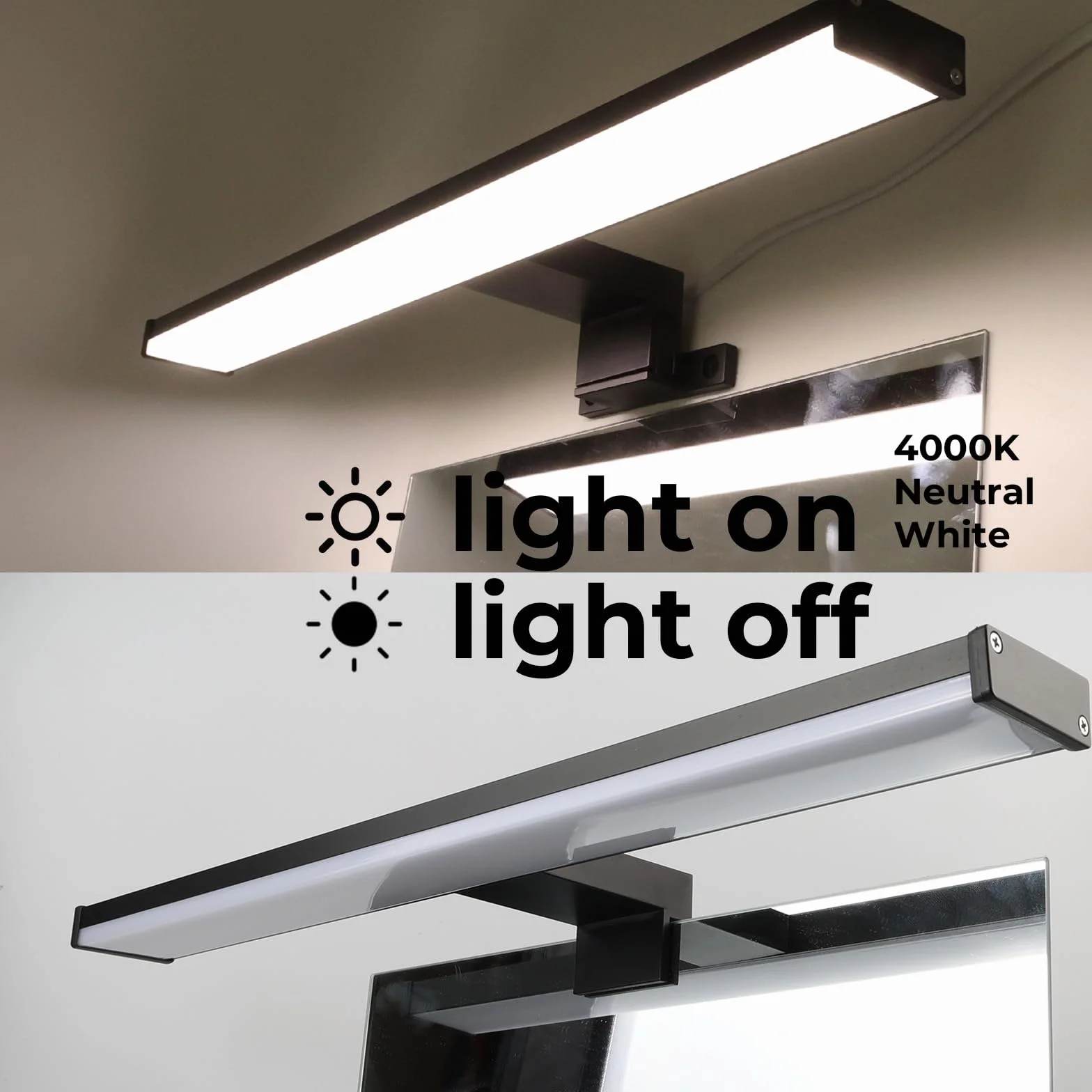Alpinaluz Aplique LED para Espejo de Baño 40cm 10W IP44 Luz Blanca Neutra 4000K Aluminio Policarbonato Negro