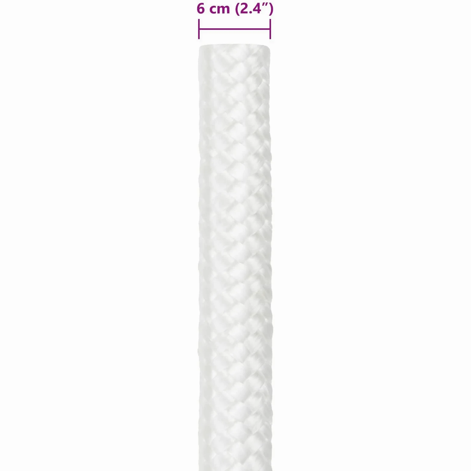 Cuerda de polipropileno de 10 m de longitud, 6 cm de diámetro, cuerda blanca para canotaje, vela y camping, resistente a la intemperie para atar y asegurar