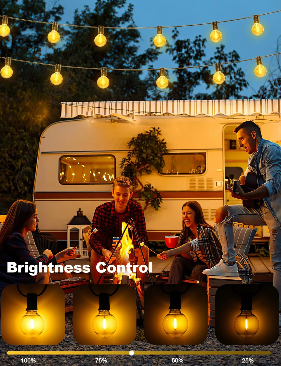 FIFlying Guirnalda Luces Exterior 11M 36Ft 15+1 G40 Bombillas IP44 Impermeable LED Enchufe Jardín Patio