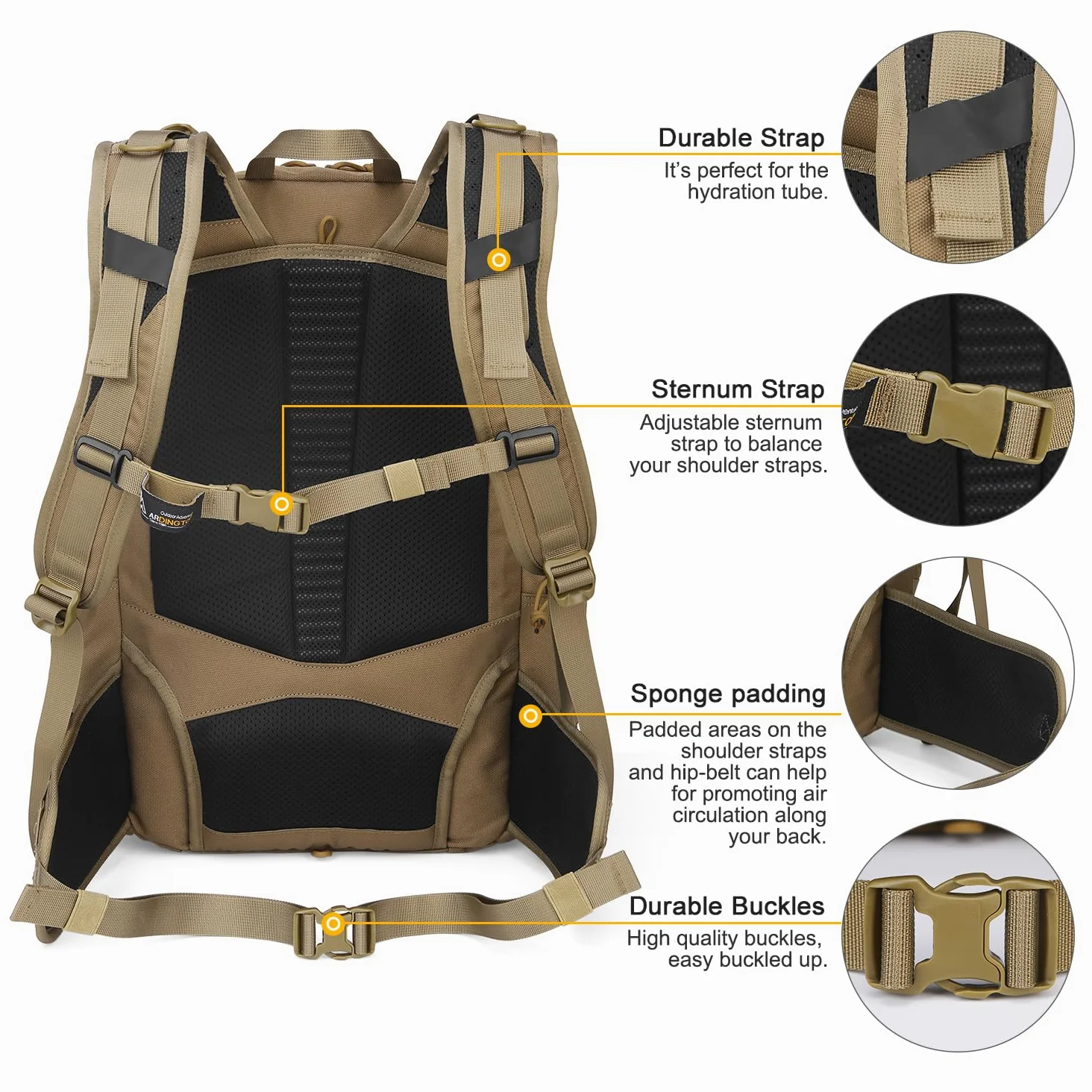 Mardingtop 40L Molle Militar Mochila de Senderismo Mochila Táctica Mochila Exterior Mochila Cordura para Senderismo Montañismo Supervivencia
