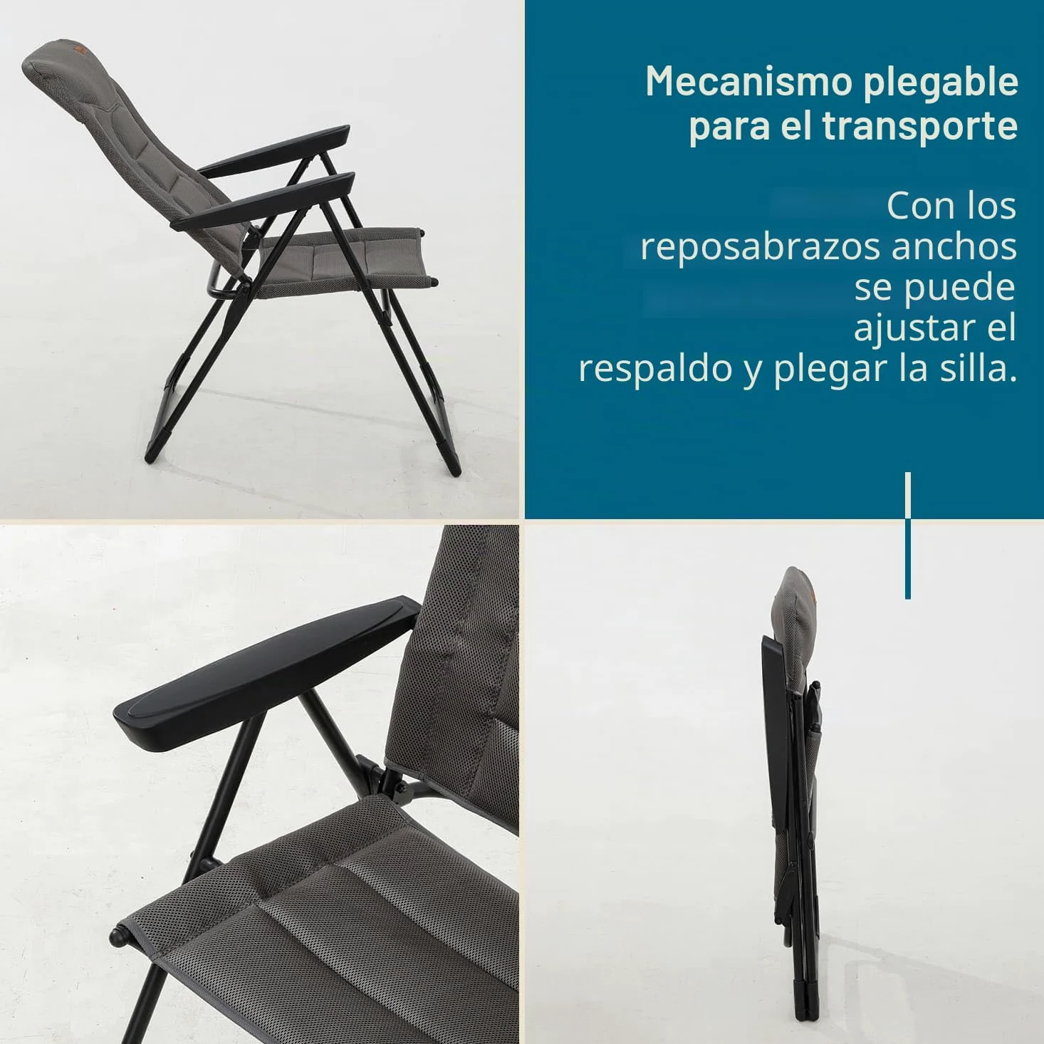 skandika Silla con Respaldo Alto Kvist | Silla de Camping Plegable, Individual/Juego de 2, Silla de Aluminio y Acero, Respaldo Ajustable en 4 Posiciones, Capacidad de Carga de 150 kg (Individual)