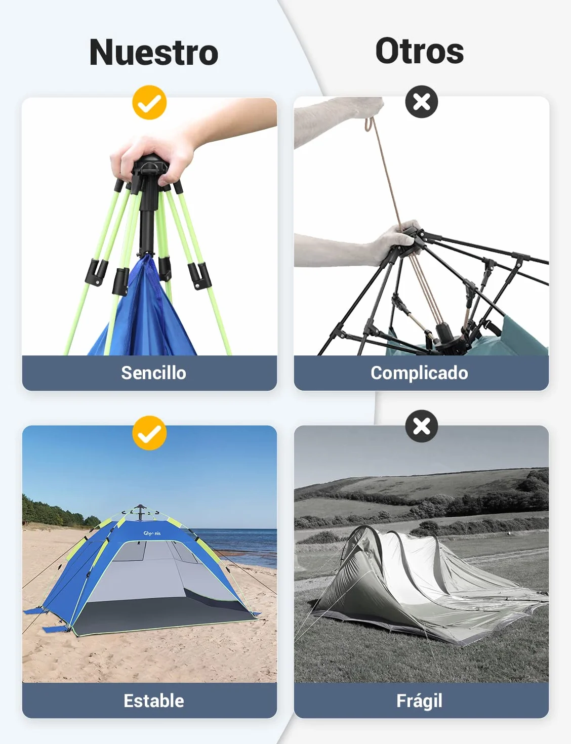 Carpa Playa Hidráulica UPF 50+ para 3-4 Personas