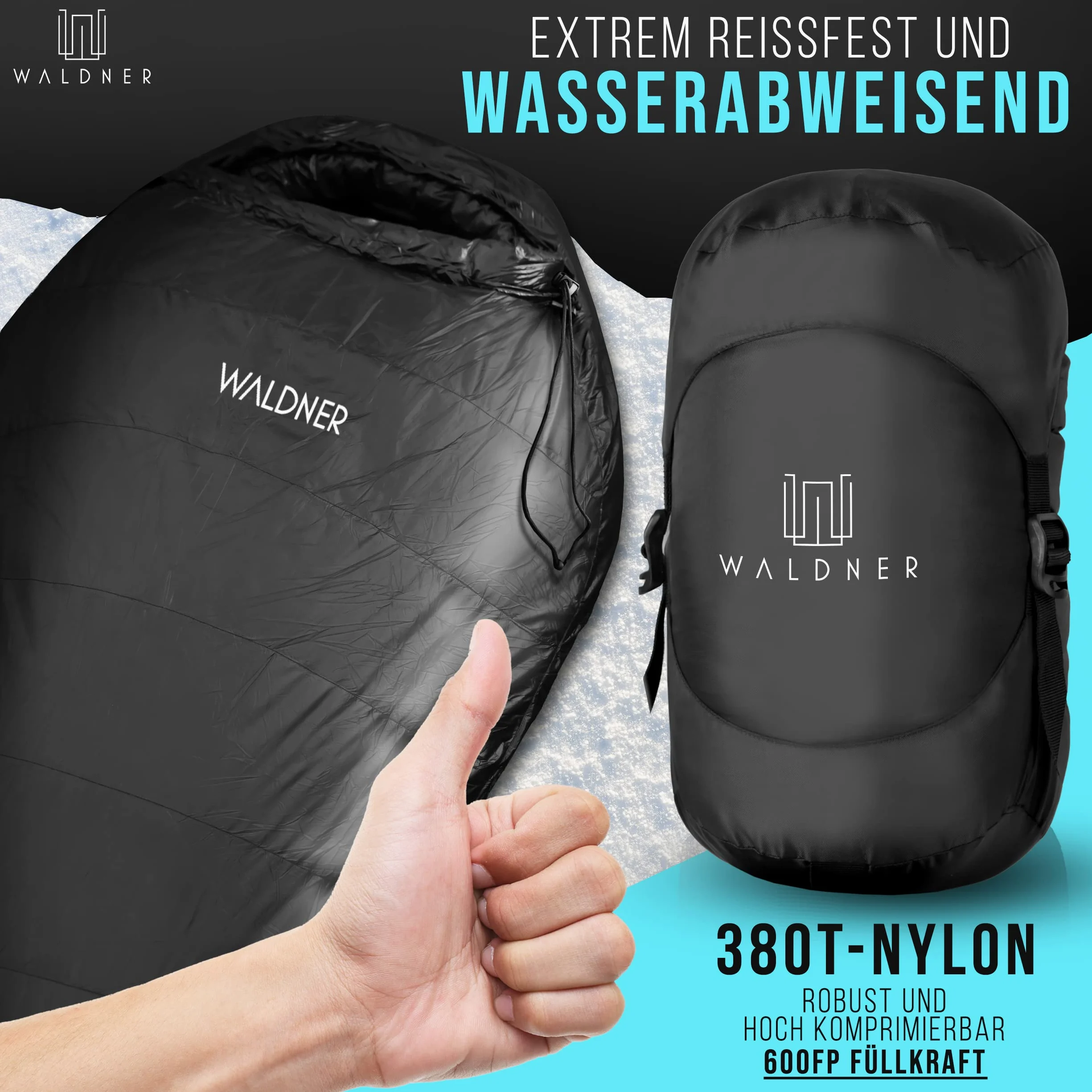 WALDNER Saco de dormir de plumón ultraligero, tamaño pequeño, 4 estaciones, 800 g de plumón, 600 FP, saco de dormir para exterior y camping, ligero y cálido
