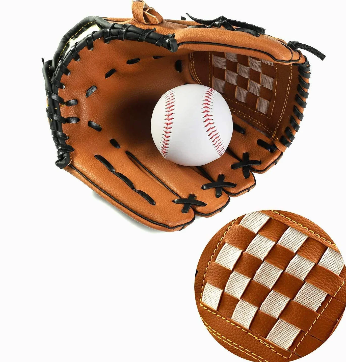 Guante de béisbol Jarra Softball Mano Izquierda Suave PU con 1 Pelota para niños Adolescentes Adultos