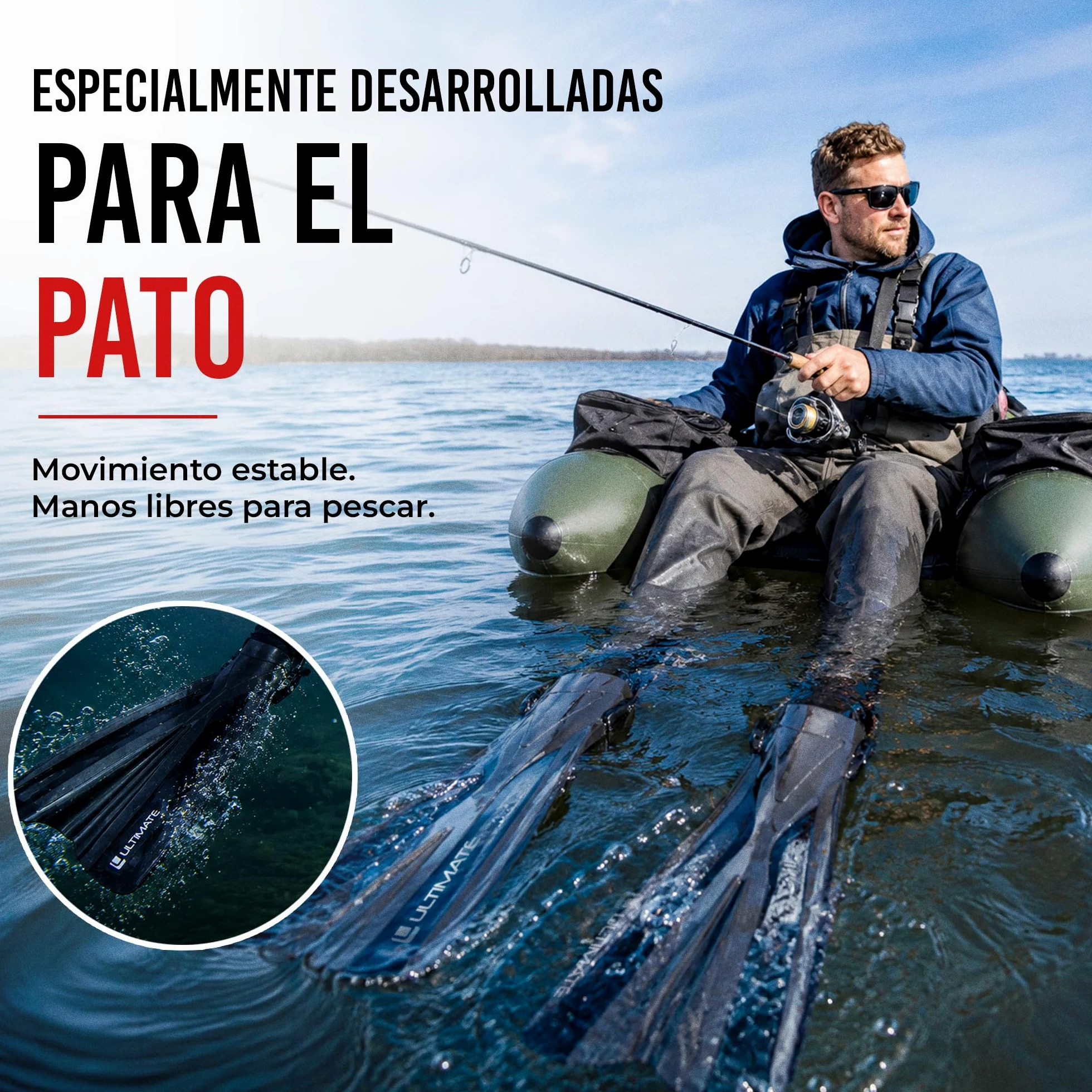 Ultimate Bellyboat Aletas - Talla Universal - Aletas para Pato De Pesca