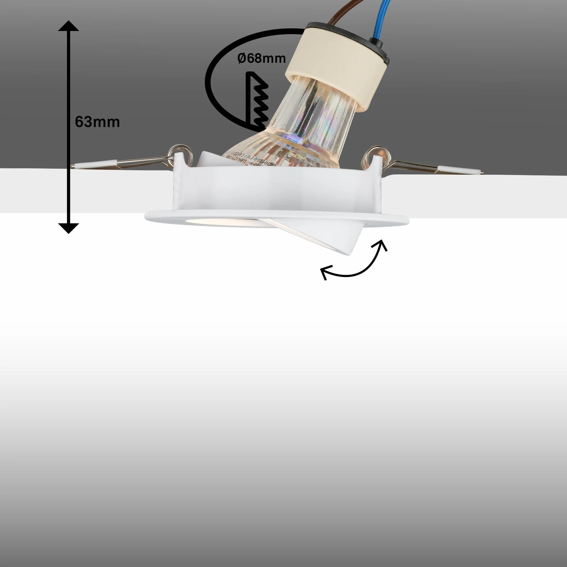 BRILONER Pack 3 Downlights LED techo empotrables planos 230V orientables luz blanca cálida 8x2,2 cm blanco