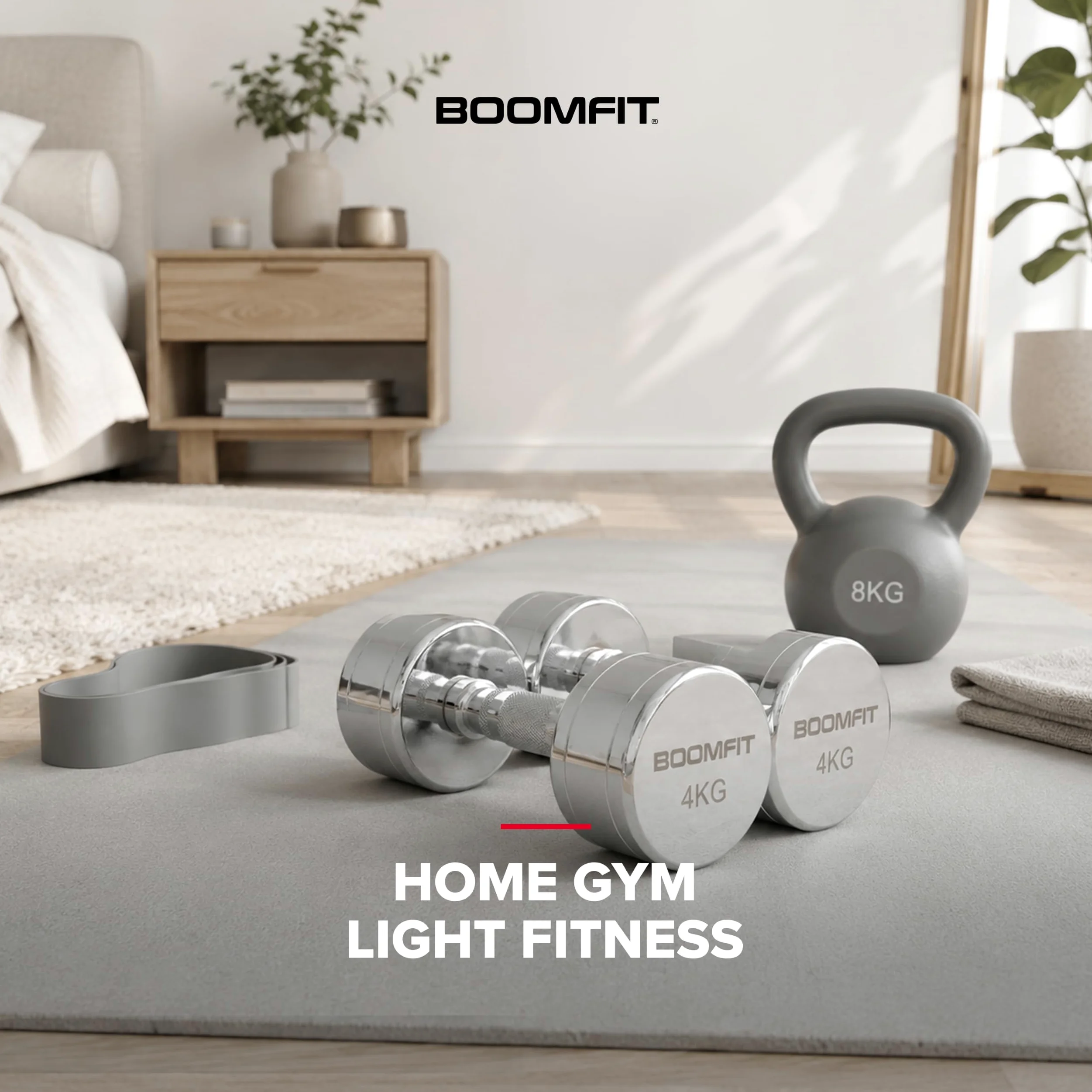 BOOMFIT Mancuernas Cromadas Par Acero Macizo | Halteres Peso Fijo 1 a 10 kg | Mango texturizado de acero y acabado cromado sin olor a goma para clases dirigidas, pilates, rehabilitación y home gym